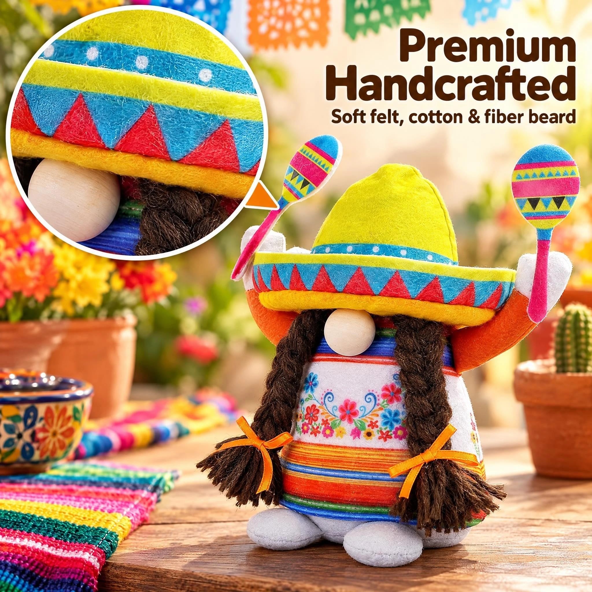 Lovinland Cinco de Mayo Decorations - Cinco de Mayo Plush Gnomes for Home, Office - Mexican Theme Party Decorations Supplies - Taco Fiesta Doll Table Centerpieces Decor - Carnival Festivals Figurine