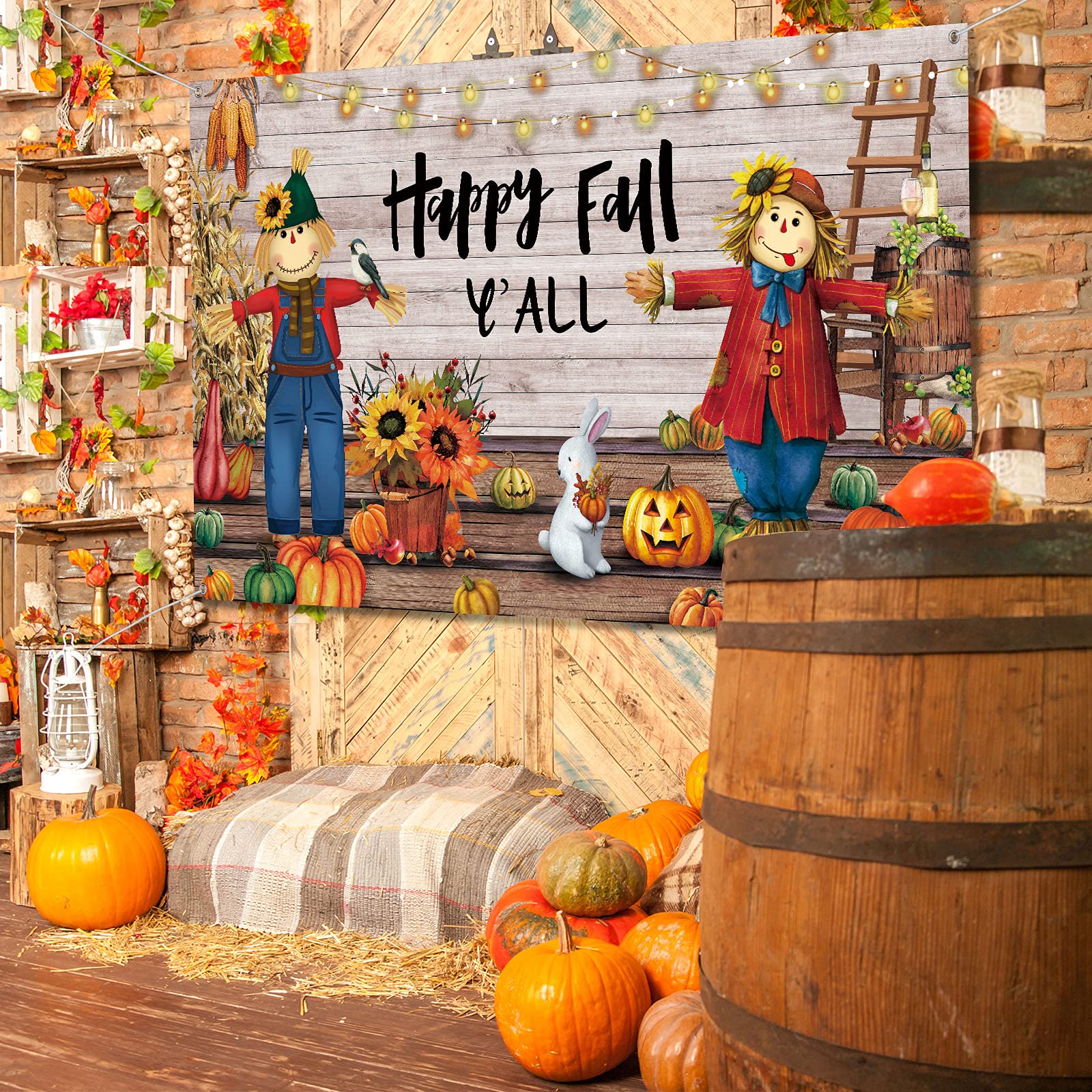 Fall Thanksgiving party Backdrop Extra Large Thanksgiving Decorations Outdoor Yard Banners Fall Thanks Harvest Photography Backdrop Party Supplies for Autumn Decor, 72.8 x 43.3 Inch