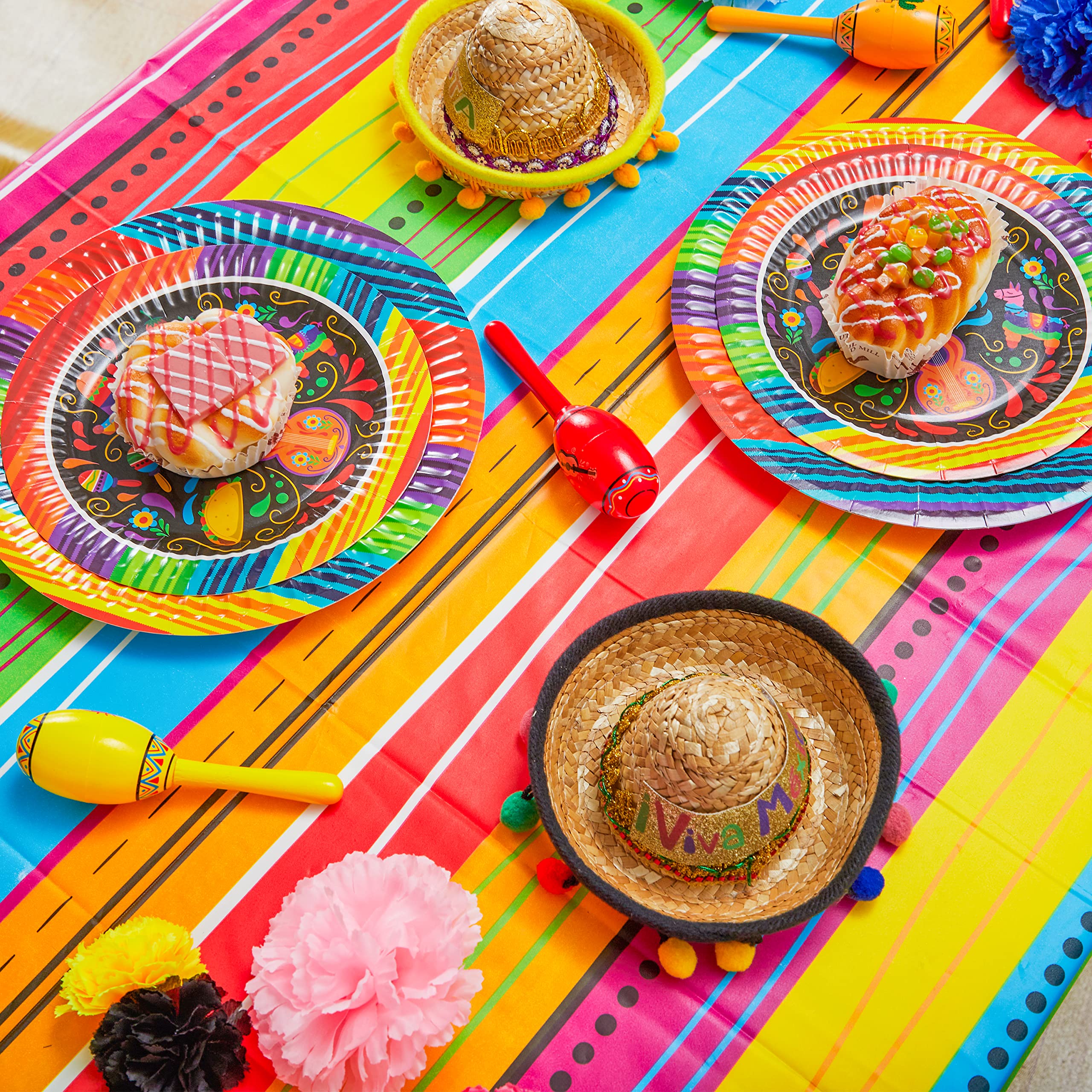 JOYIN 6 pcs Cinco De Mayo Printed Plastic Tablecover w/Multi Color Style (54 x 108 INCHES) for Fiesta, Taco Night, Birthday, and Mexican Themed Party