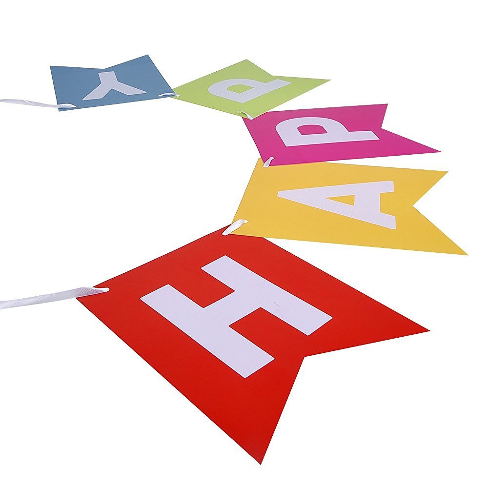 Fecedy Colorful Happy Birthday Banner Bunting Pre-Strung No DIY for Birthday Party Decorations (Multi)