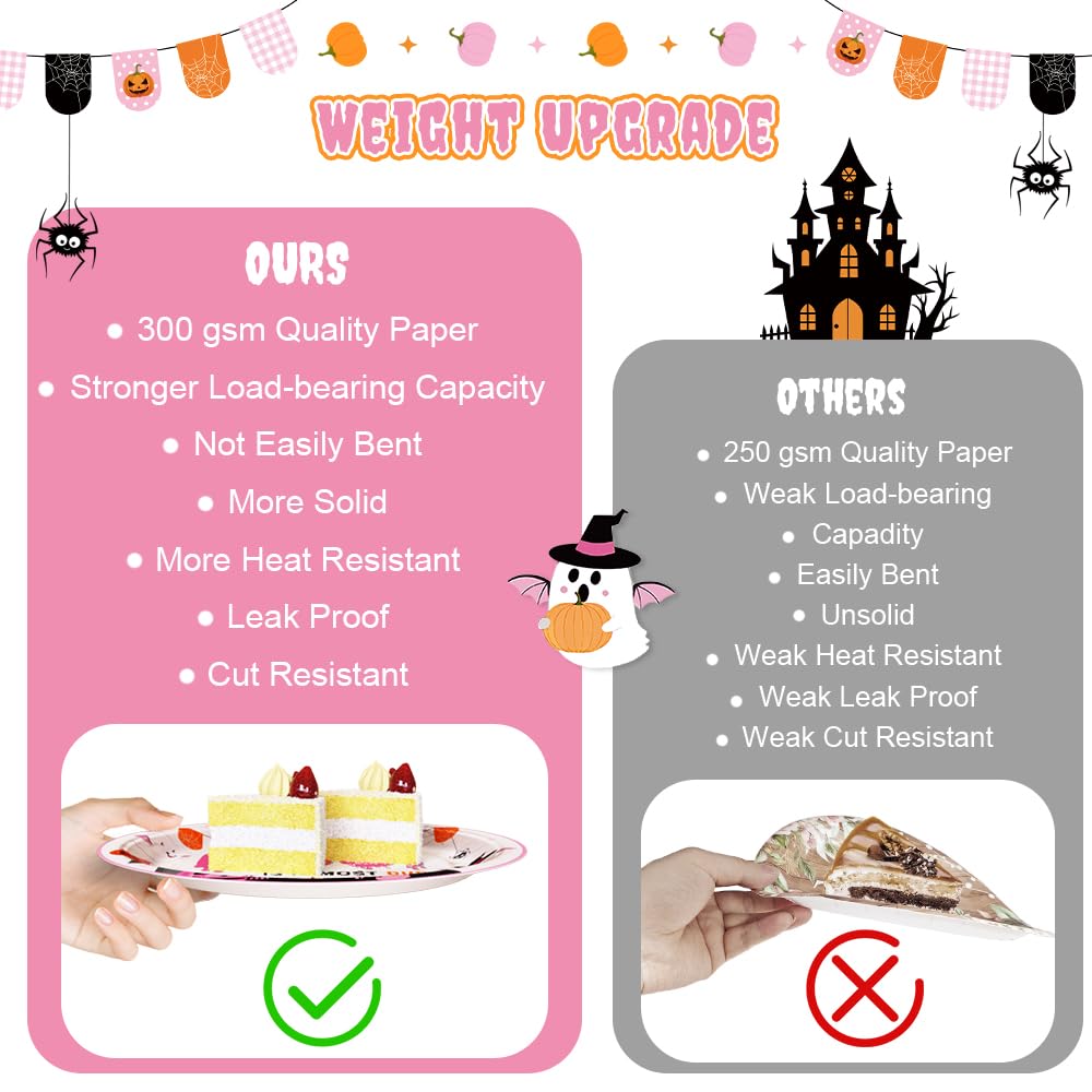 AIBIIN 194Pcs Halloween Baby Shower Decorations for Girl A Little Boo is Almost Due Baby Shower Party Plates, Cup, Napkin, Tablecloth, Tableware, Halloween Themed Party Supplies Plates Serve 24 Guests