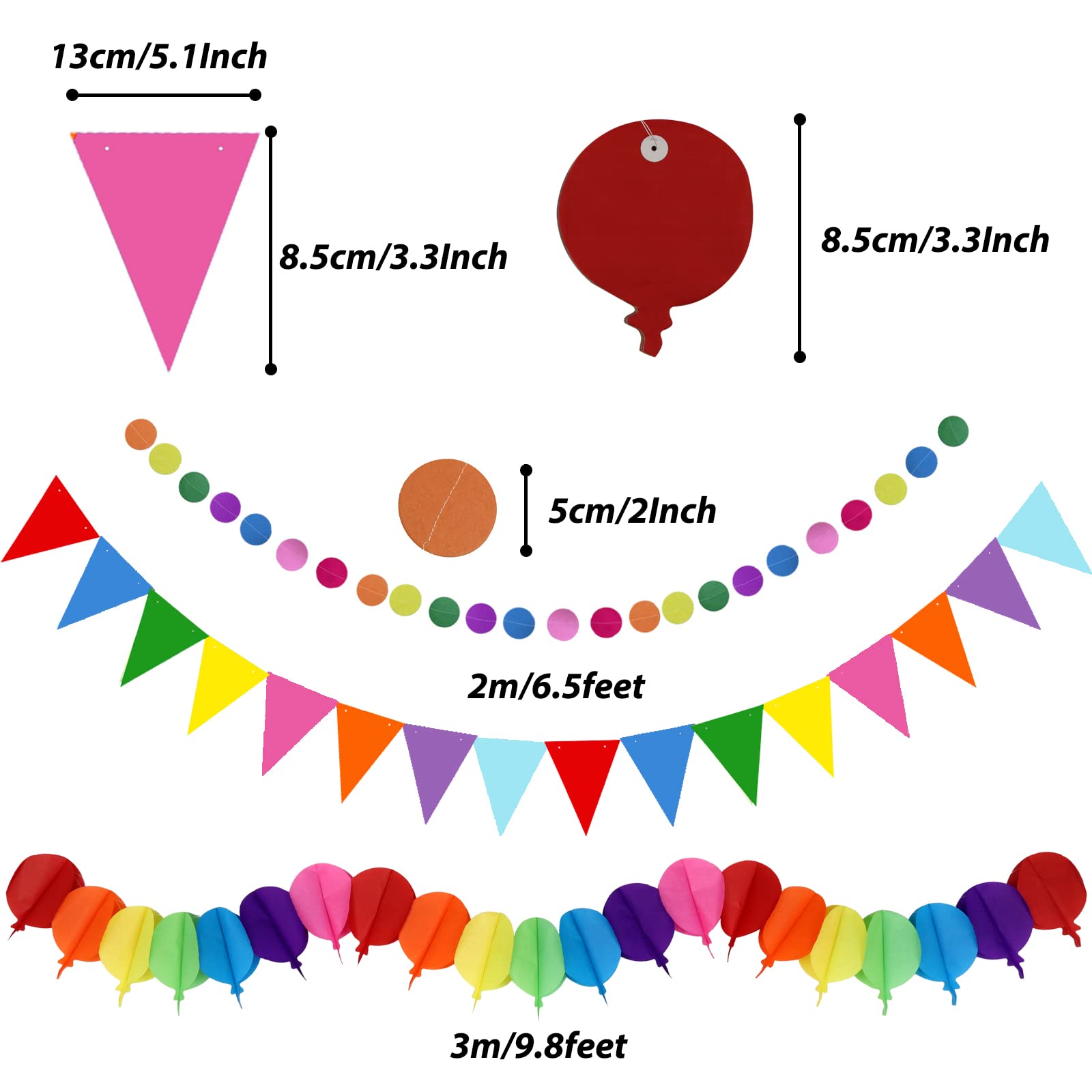 ZERODECO Party Decorations, 41 Pcs Multicoloured Papar Fans Pompoms Garlands String Tissue Paper Tassel for Fiesta Mexican Theme Cinco De Mayo Coco Carnivals Festivals Birthday Party