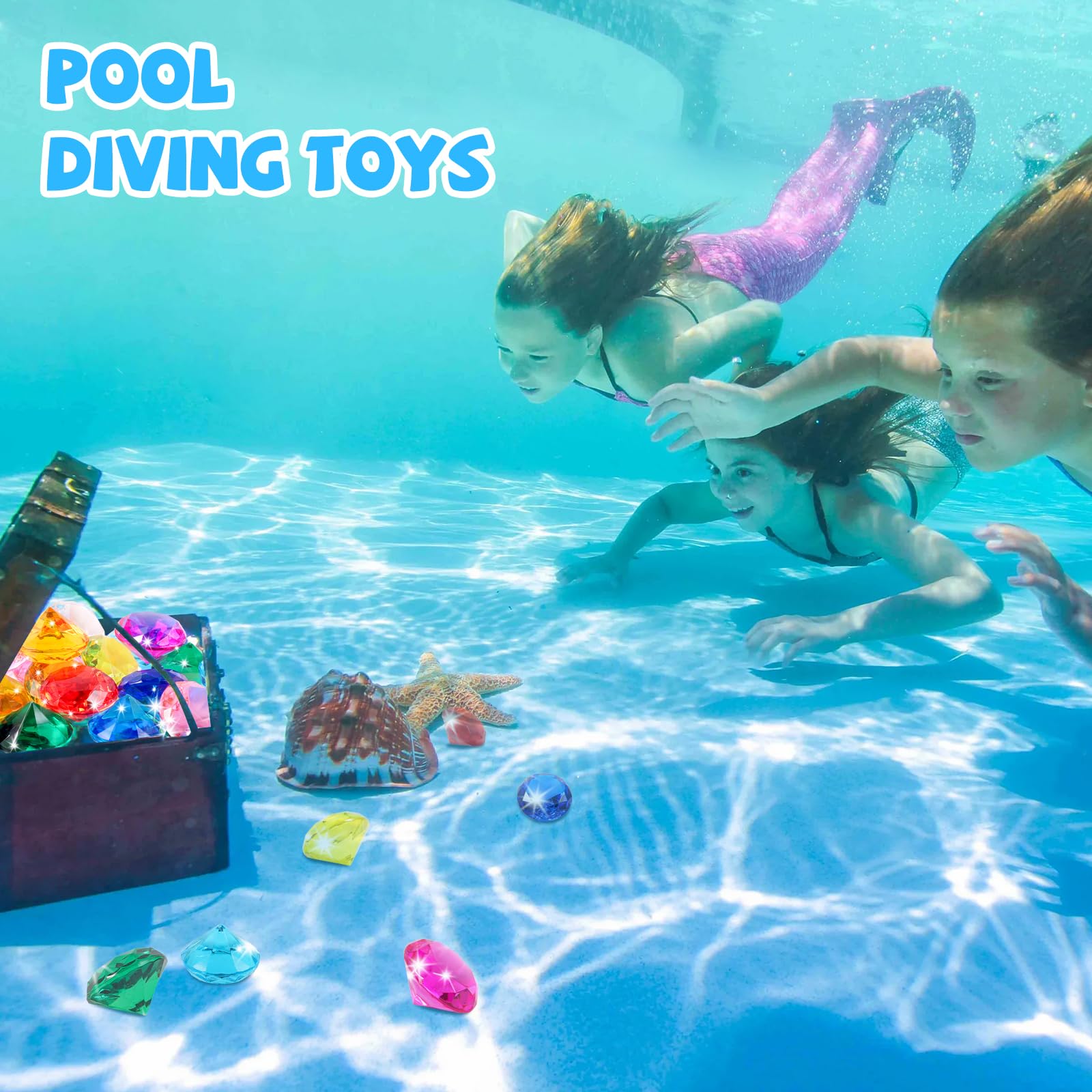 Niceup 26pcs Large Diving Gems Fake Plastic Gemstones Diamond Toys for Kids Girls Princess Pirate Mermaid Party Favors Bag Treasure Hunt Toy - 1.57in Assorted Colors