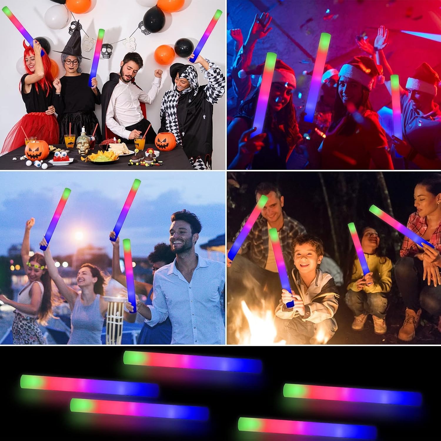 Blu7ive 199pcs Glow Sticks Bulk,Led Foam Sticks 3 Flashing Modes light up foam sticks Glow in The Dark Party Supplies glow sticks for Wedding Christmas , Birthday ,Concerts, DJ