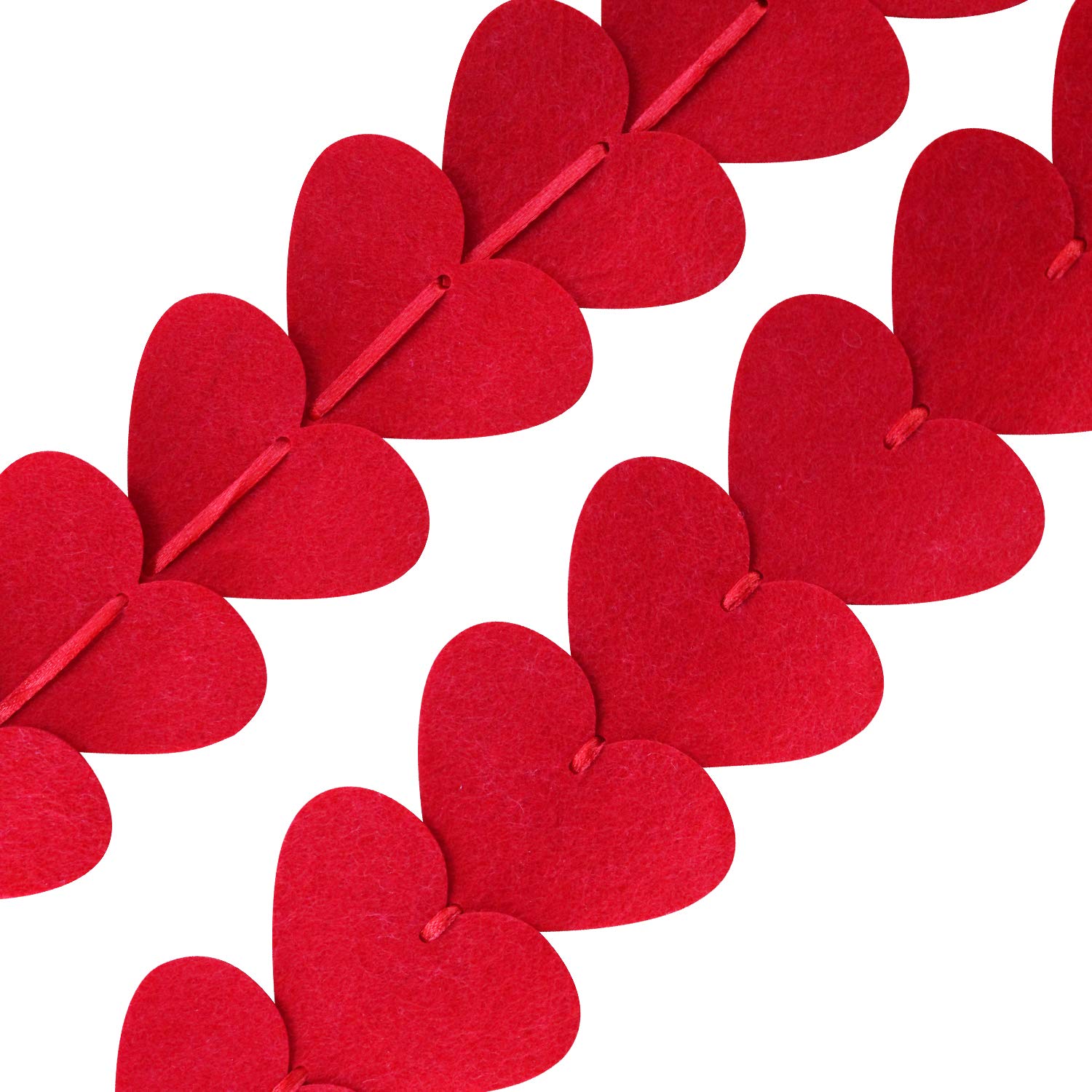 72 Red Hearts Felt Garland - NO DIY - Valentines Red Heart Hanging String Garland - Valentines Decor - Valentine Decorations - Valentines Wedding Anniversary Birthday Party Supplies
