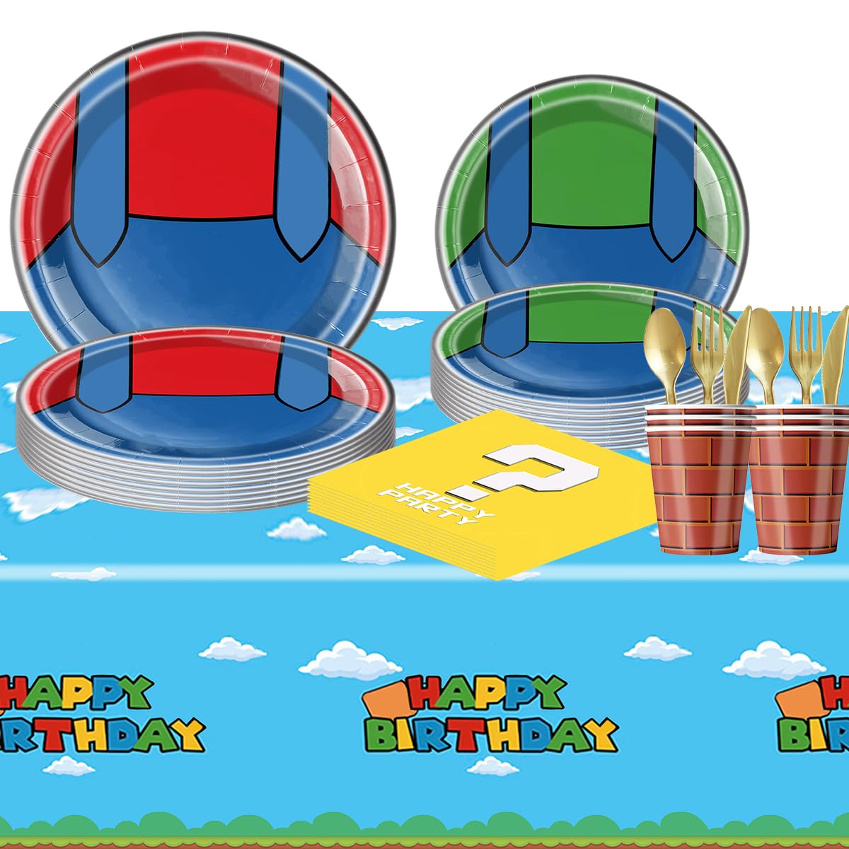 81Pcs Super Brother Party Tableware Set, Super Brother Party Decoration, Super Brother Birthday Party Supplies