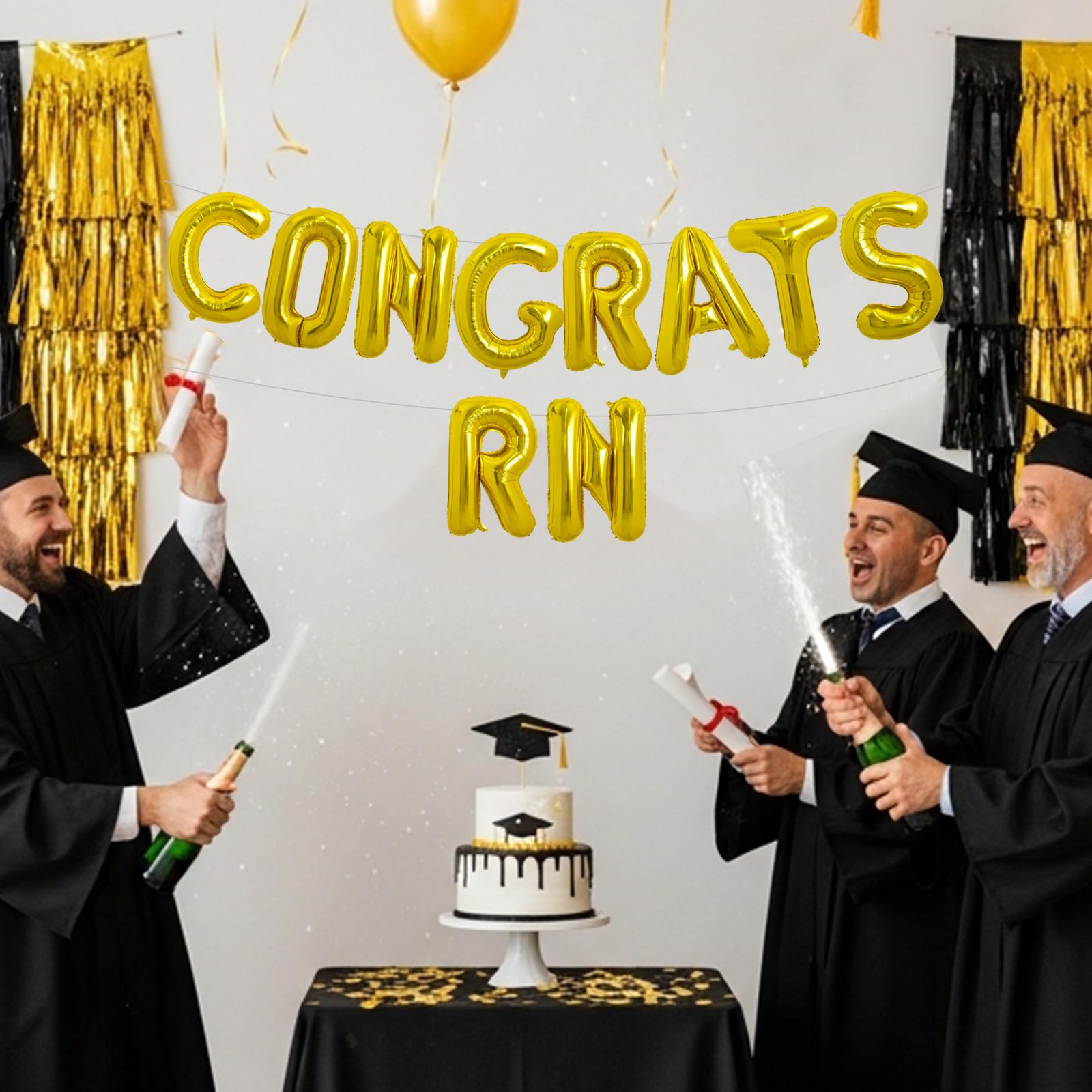 TONIFUL 2026 Nurse Graduation Decorations Gold Congrats RN 2026 Balloons 16 Inch RN 2026 Banner Class of 2026 RegisteGold Nurse Balloons Decorations 2026 Nursing Graduation Party Supplies