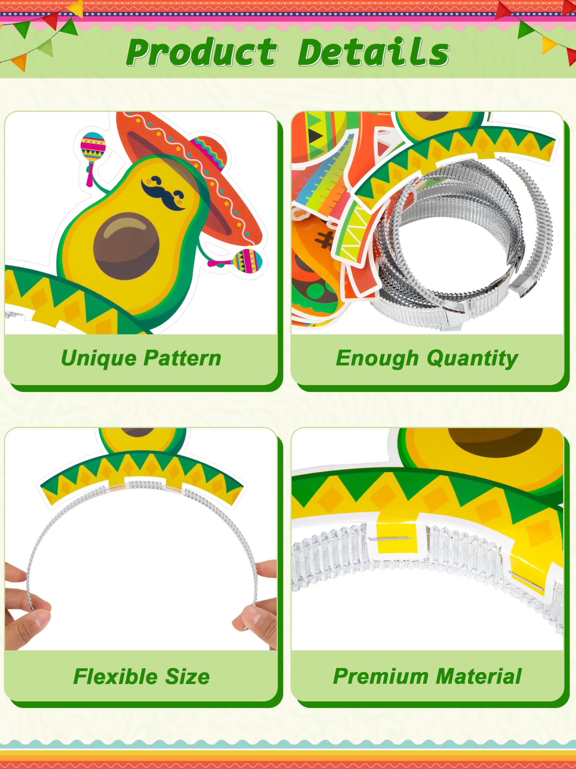 12 PCS Colorful Patterned Cardboard Sombrero Hats, Fiesta Headbands for Mexican Theme Celebration Party Favors