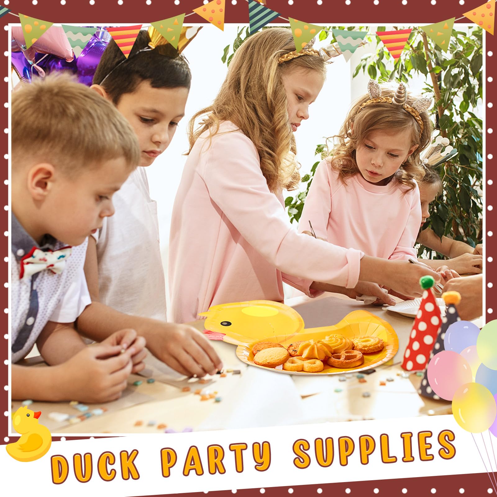 meekoo 48 Pcs Rubber Duck Party Paper Plates Rubber Duck Theme Party Decorations for Dinner Dessert Picnic Birthday Wedding