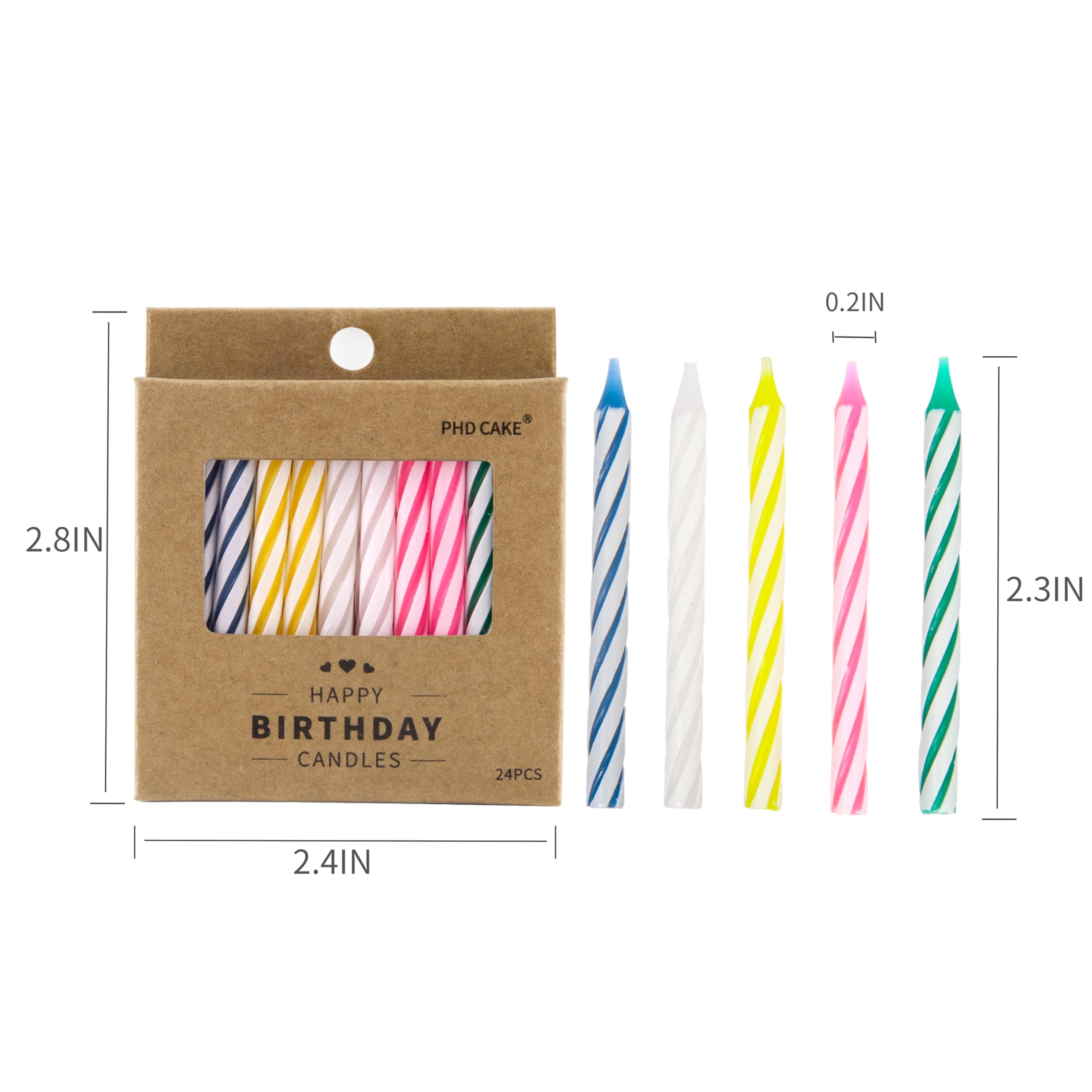 PHD CAKE 288-Count Multicolored Spiral Birthday Candle, Birthday Candles for Cake, Cupcake Candles, Party Celebration