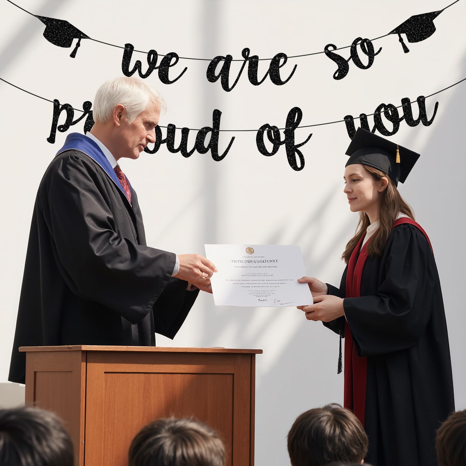 LXDNBGO Graduation Decorations 2026, Black Double-sided Glitter Graduation Banner, Congratulation Banner, Congrats Grad Sign Decor, Class of 2026 Decorations for High School College Grad Party