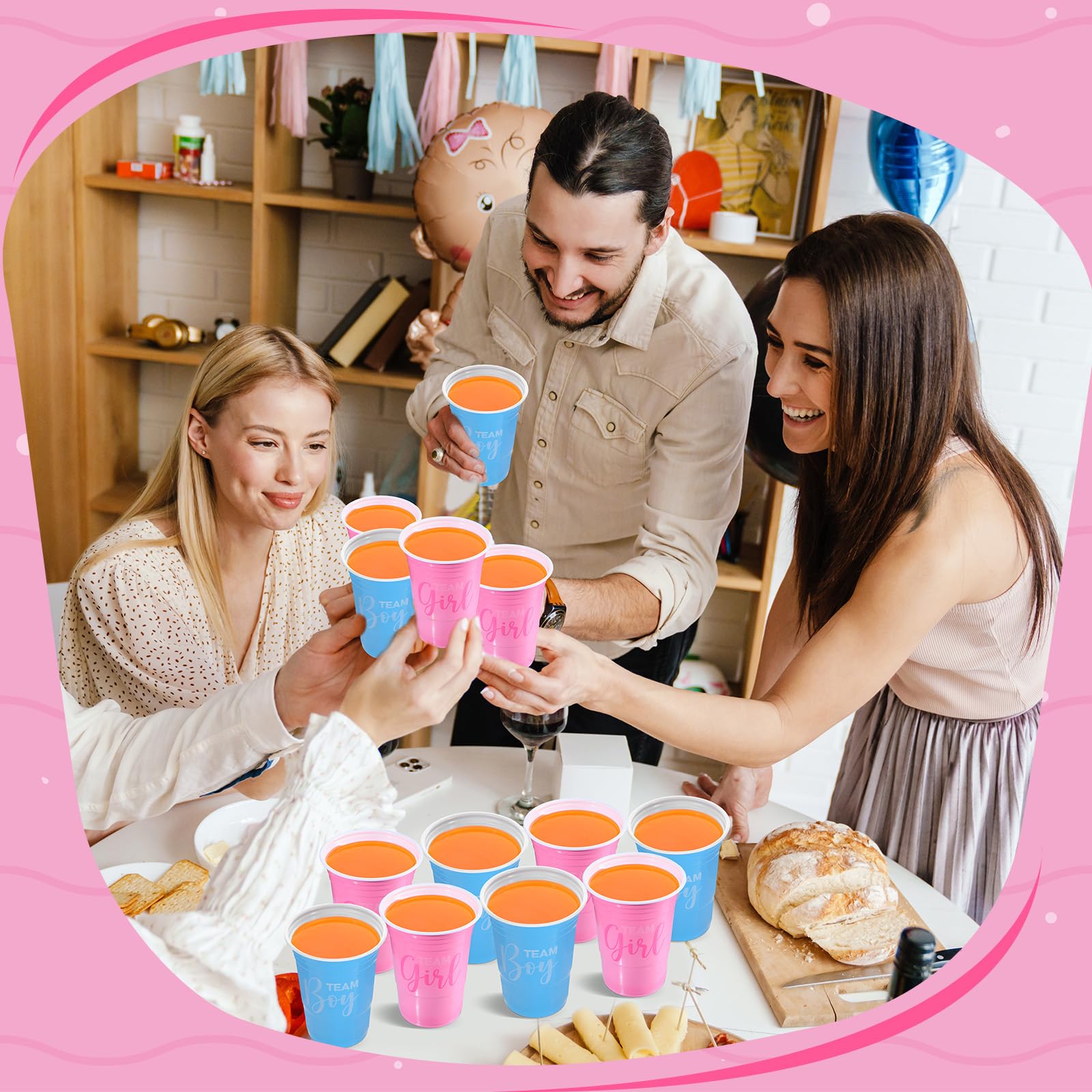 Norme 60 Pcs Gender Reveal Plastic Blue Pink Cups Gender Reveal Cups Supplies Team Boy Team Girl Disposable for Party Favors Games Beverage Drink Tableware (12 oz)