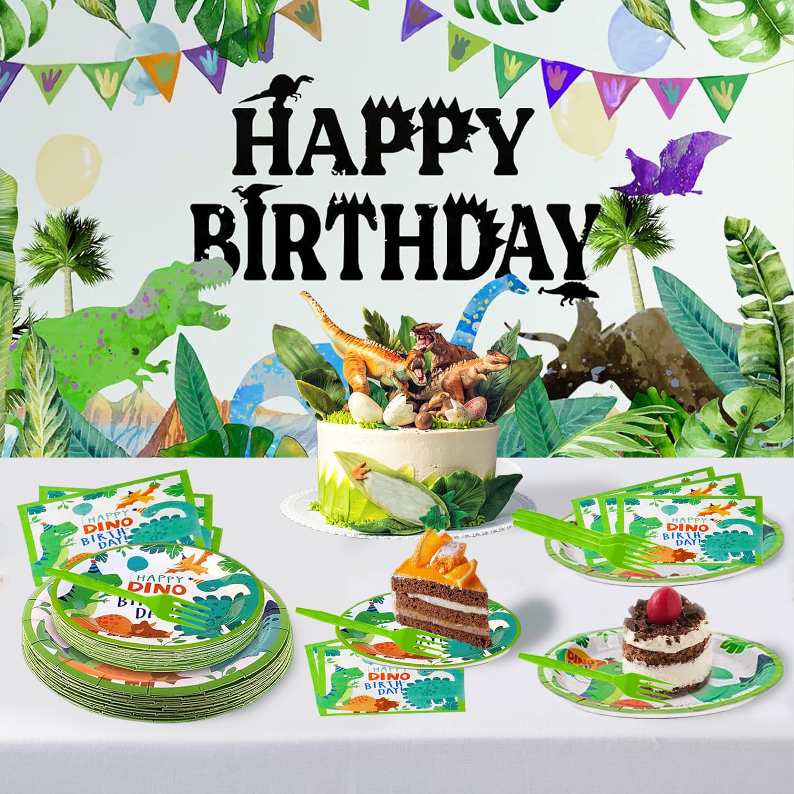 96Pcs Christmas Plates and Napkins Party Supplies, ChristmasThemed Tableware Set, Cute Disposable Dinnerware for Birthday Dessert Tea Party Decoration, 24 Guests