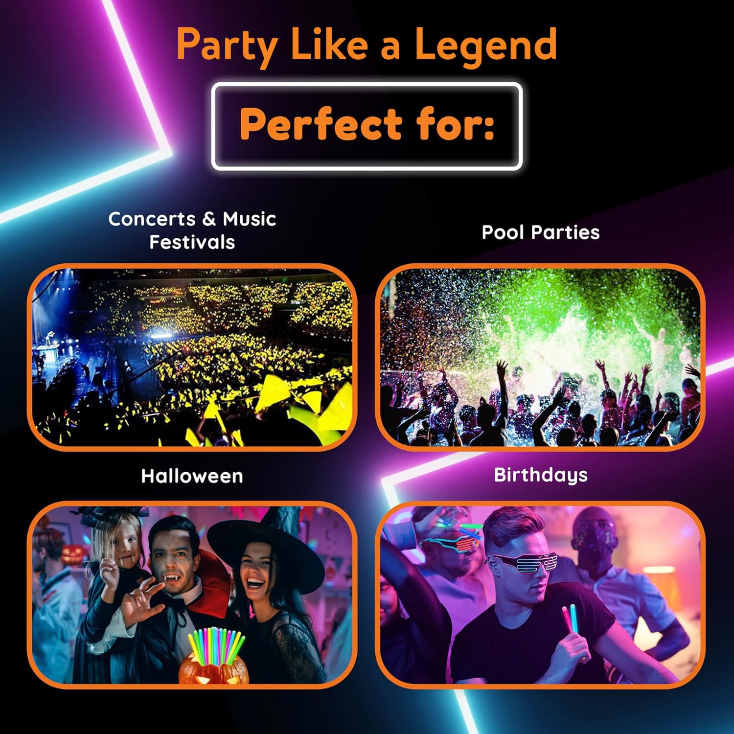 Glow Fever Glow Sticks 200pk Premium Glow in The Dark Light Up with Lanyards, for Party Supplies, Party Favors, Birthday, Halloween, Super Bright, Lasts Up to 12 hrs