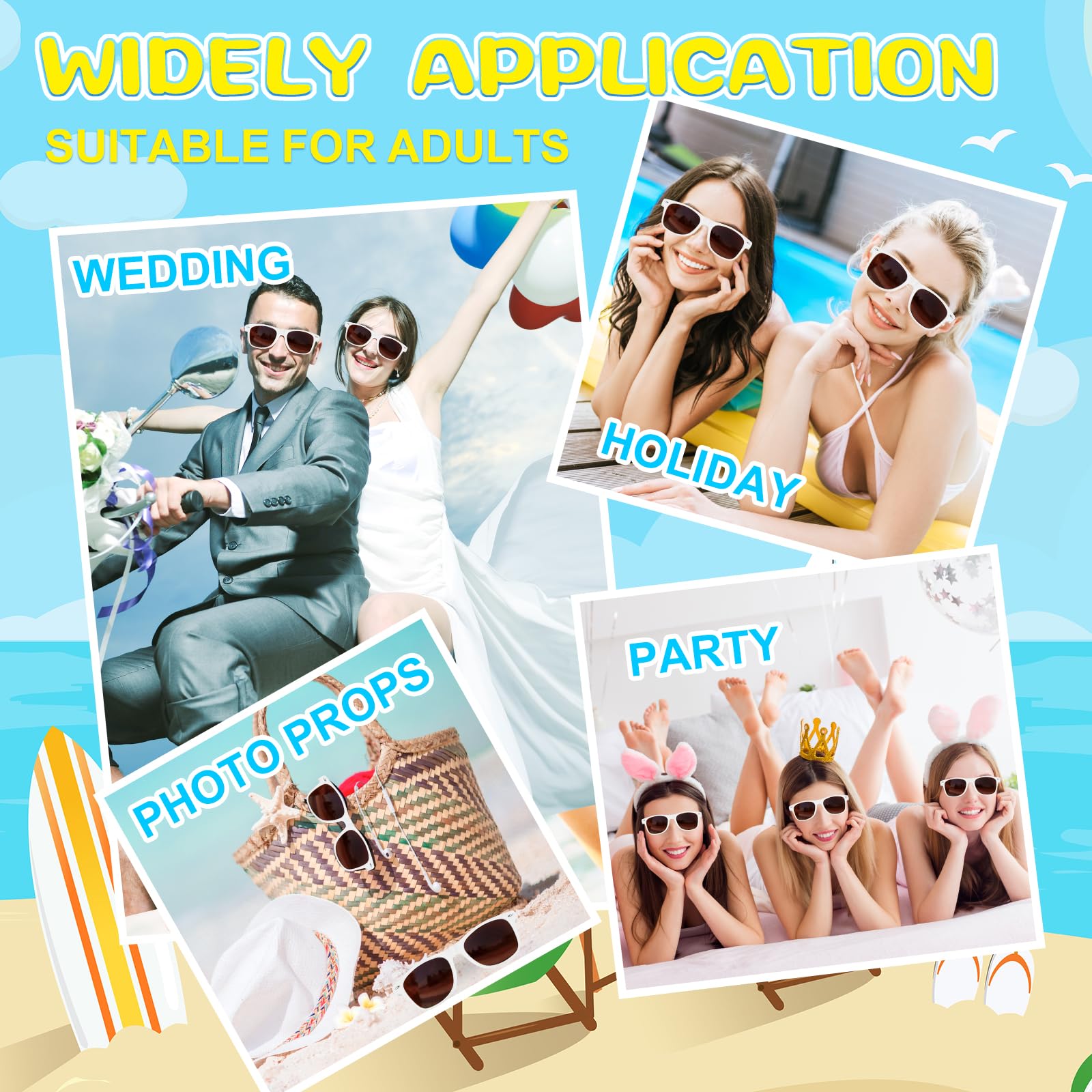 ASTARON 12 Pack Party Favors Sunglasses Bulk Neon Party Favors for Beach Wedding Party Pool Party Supplies