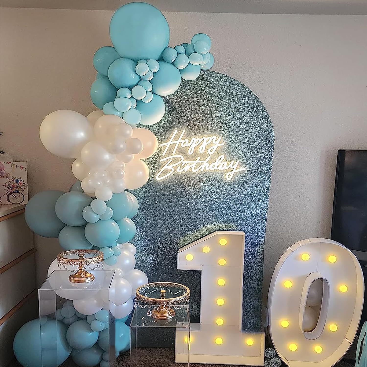 Zingnify Pale Aqua Balloons, 150 pcs Different Sizes Pack of 18 Inch 12 Inch 10 Inch 5 Inch Boho Pale Blue Balloons for Balloon Garland Balloon Arch as Birthday Party Wedding Decorations