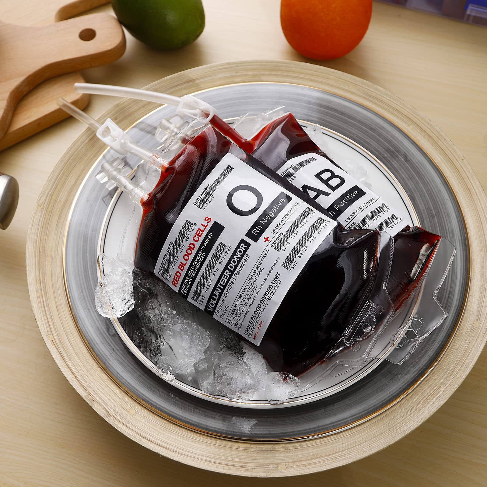 meowtastic Blood Bags for Drinks for Halloween Party Decorations, Reusable Halloween Blood Bag Drink Pouches with Syringe, IV Bags for Drinks, Vampire Nurse Graduation Decoration Supplies, Pack of 20