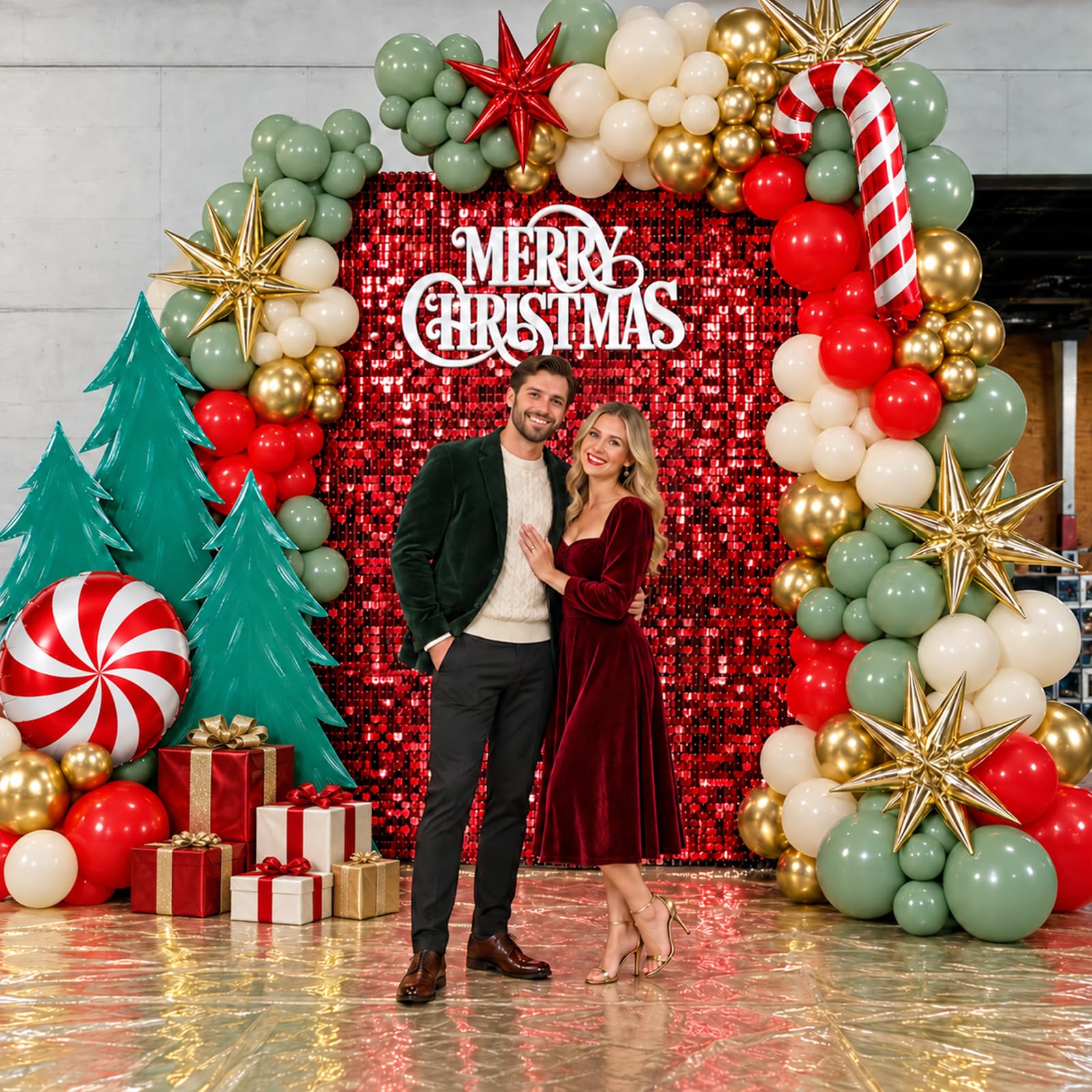 Froova Christmas Balloons, 12Inch Red Green Gold and Candy Cane Balloons