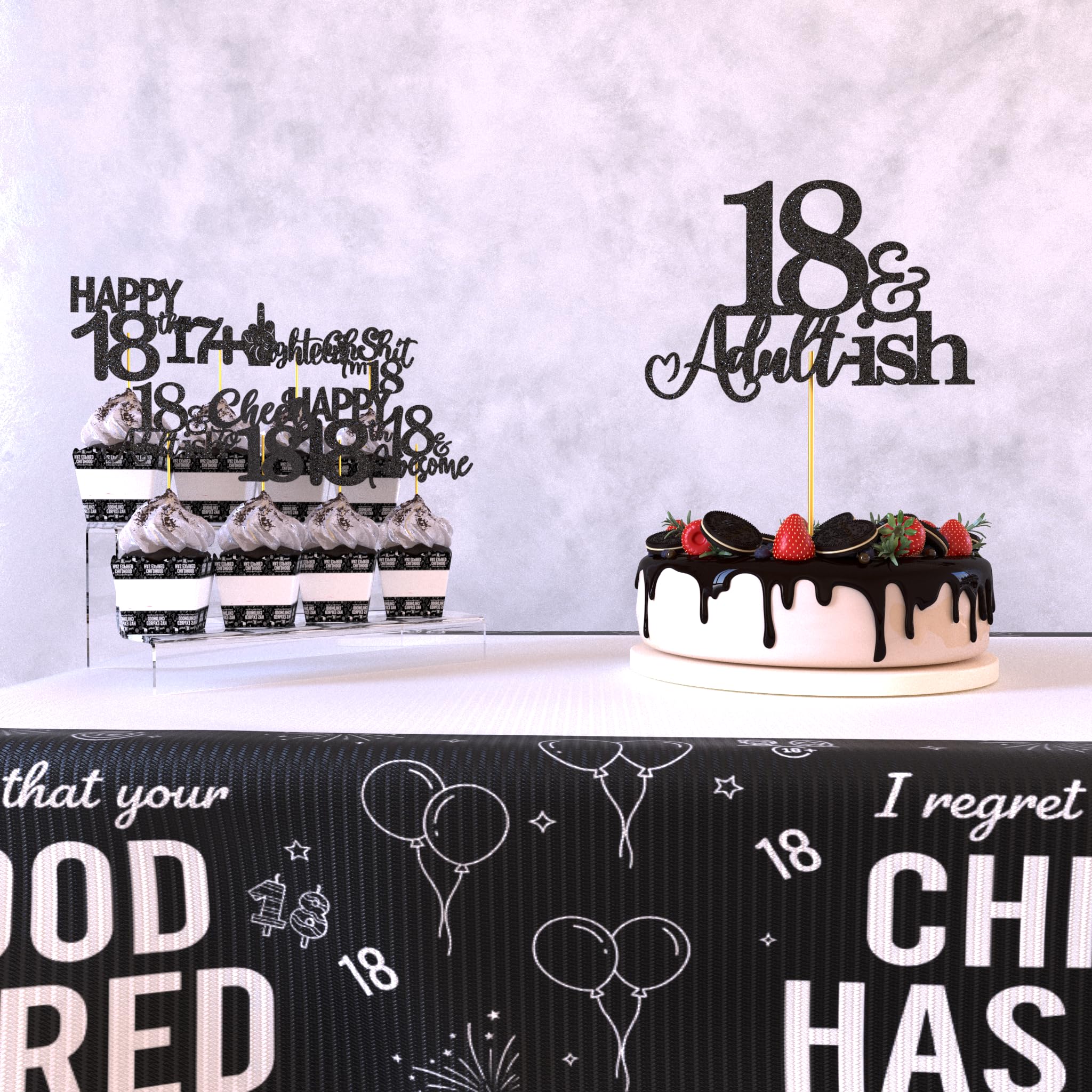 18th Birthday Decorations For Boys Includes Banner, Backdrop, Tablecloth, Latex Balloons, Foil Balloons, Cake Topper, Cupcake Toppers & Hanging Swirls
