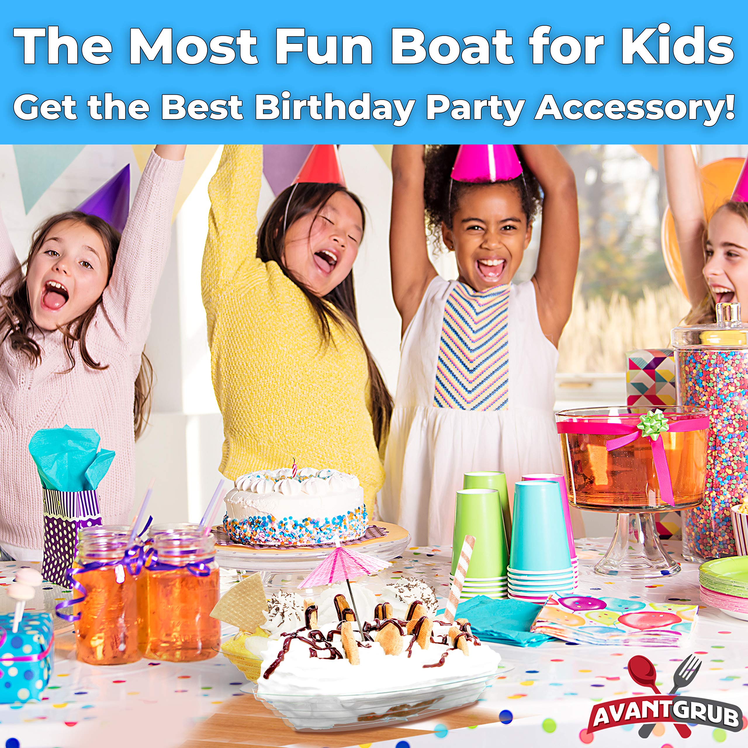 Super Fun Recyclable 8oz Banana Split Boats 250 Pack. Durable, Disposable Ice Cream Sundae Bowls. Perfect Plastic Cups for Social Event or Kids Birthday Party. Great Clear Dessert Tray for Carnivals.