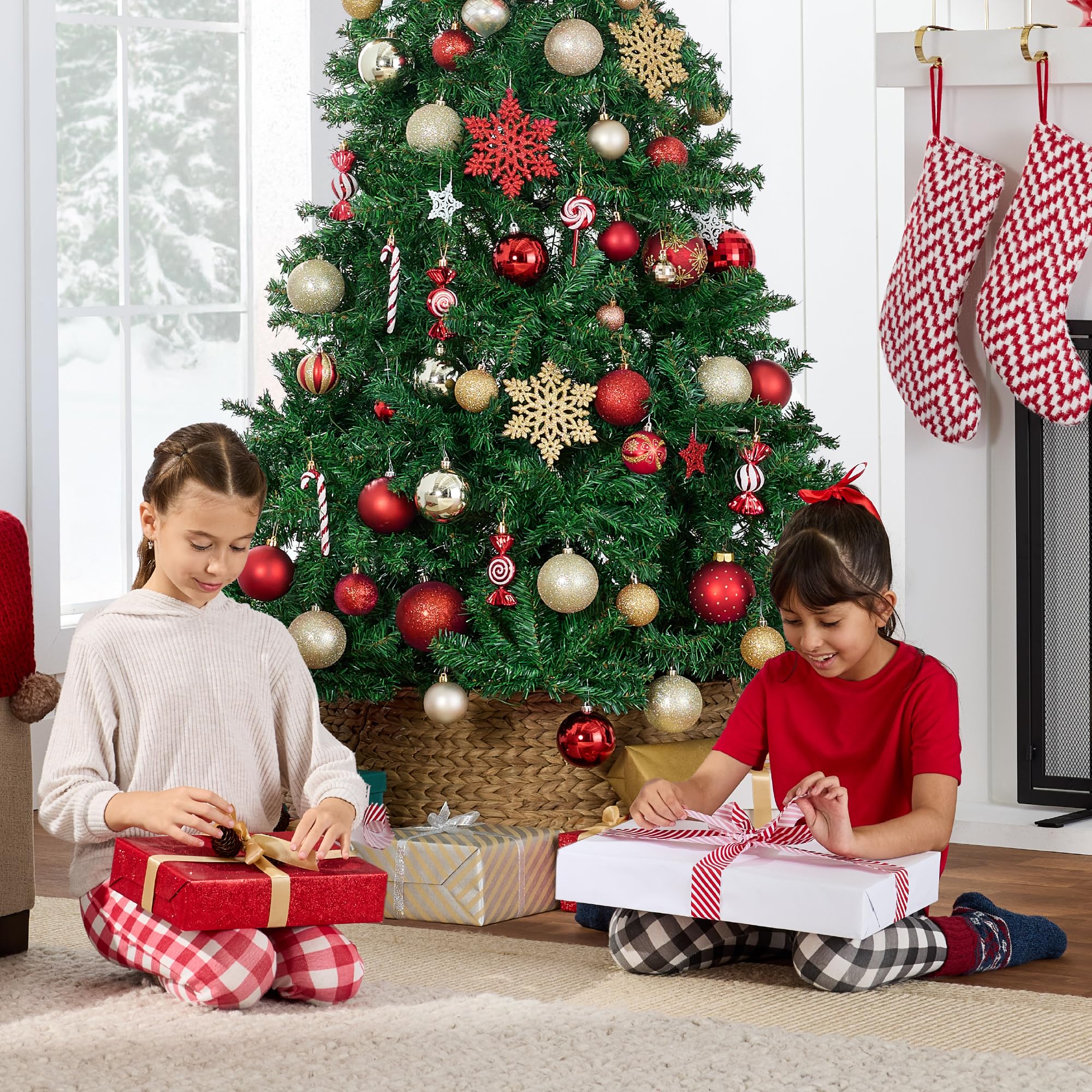 Best Choice Products Artificial Christmas Tree, 6ft Premium Unlit Hinged Design, Dense Branches Realistic Holiday Décor w/Easy Assembly, Base
