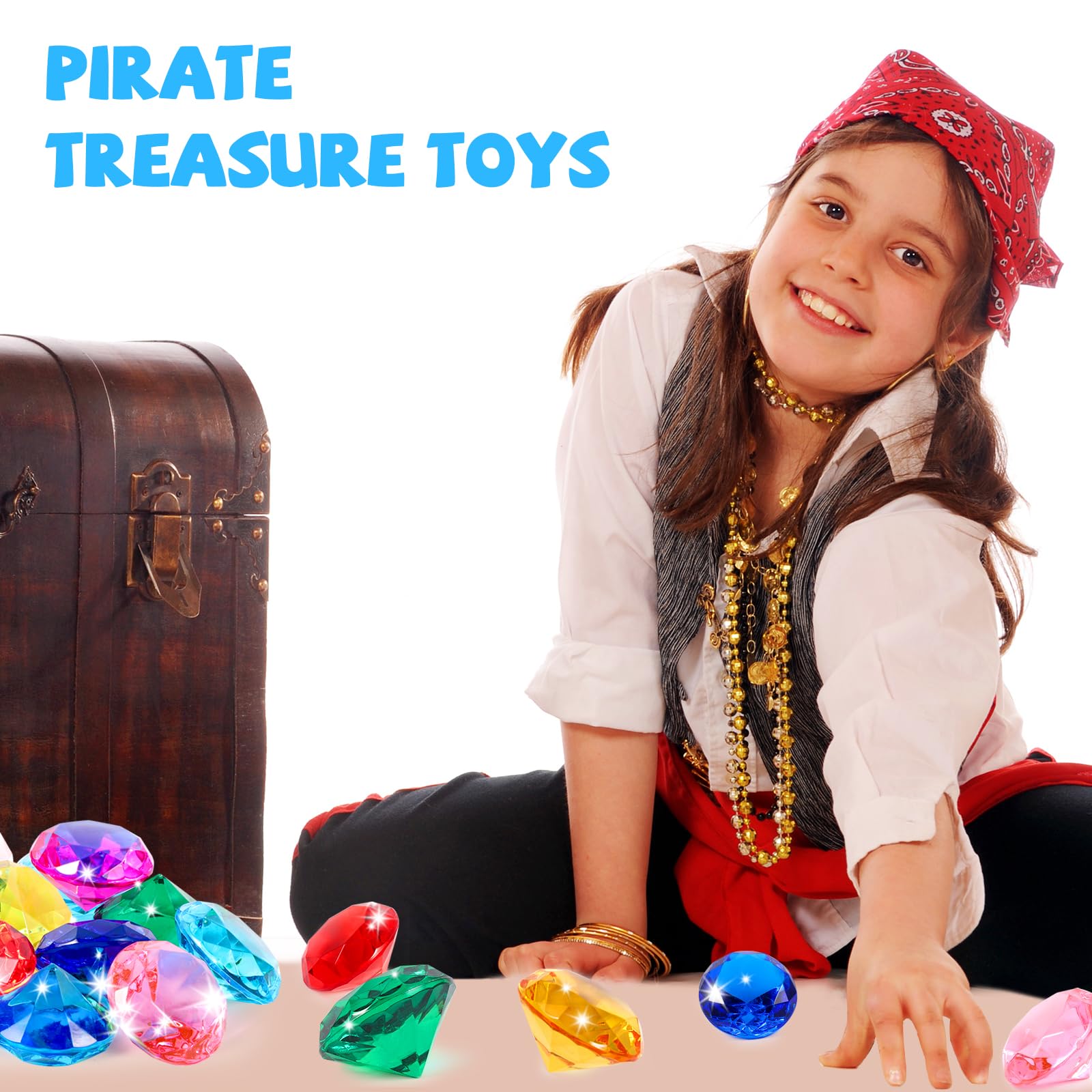 Niceup 26pcs Large Diving Gems Fake Plastic Gemstones Diamond Toys for Kids Girls Princess Pirate Mermaid Party Favors Bag Treasure Hunt Toy - 1.57in Assorted Colors