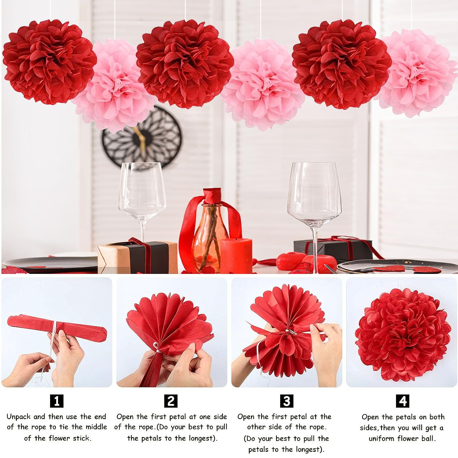 Upgraded Valentines Day Decorations Set Pre-Assembled Hanging Heart Swirls,BE Mine Banner,Heart XO Garlands Banner for Valentines Wedding Engagement Anniversary Party