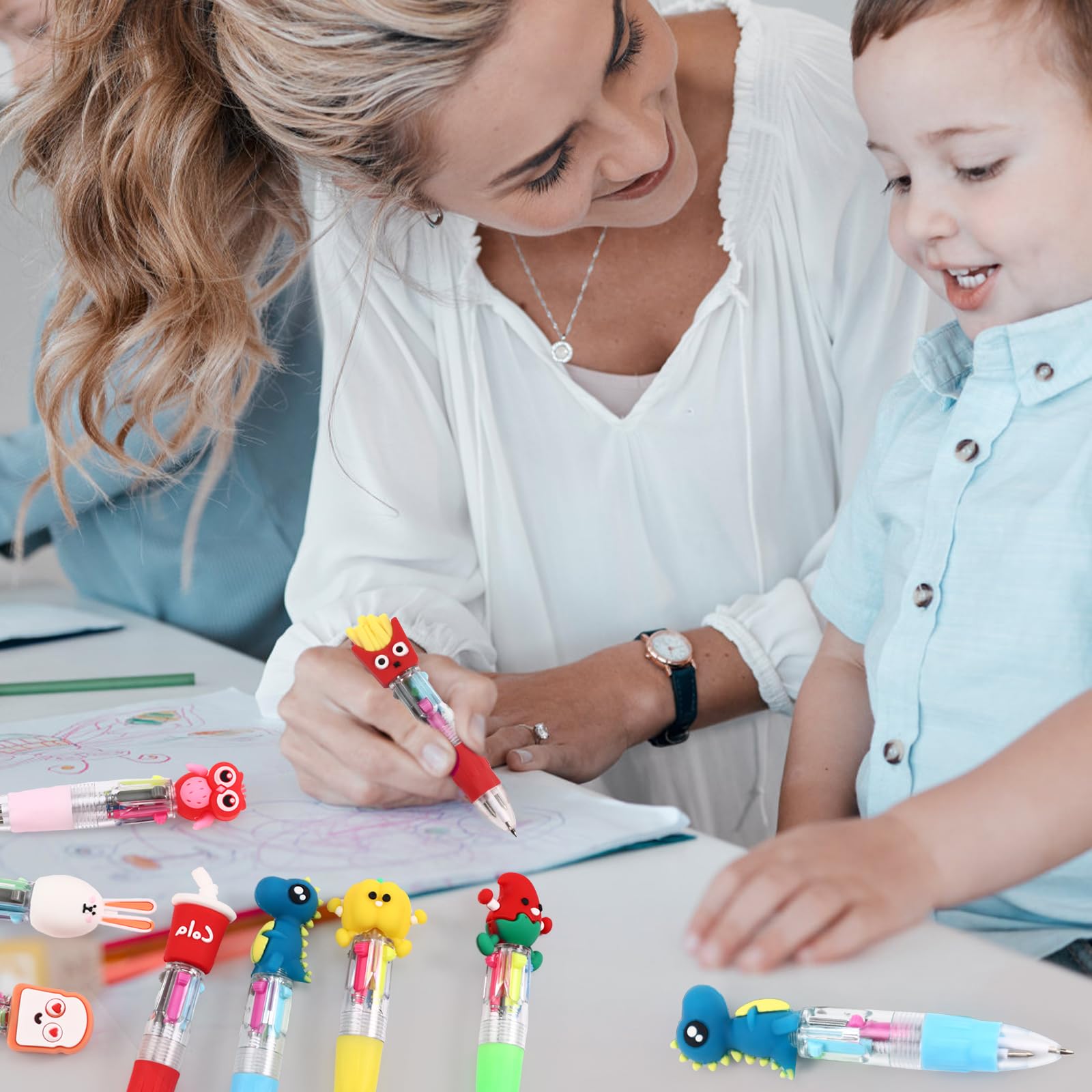 CZWZ 24Pcs Mini Multicolor Pens in One 4-in-1 Cute Pens Bulk for Kids, Fun Kawaii Ballpoint Pens for Birthdays and Children's Party Favors Gifts Teacher School Supplies