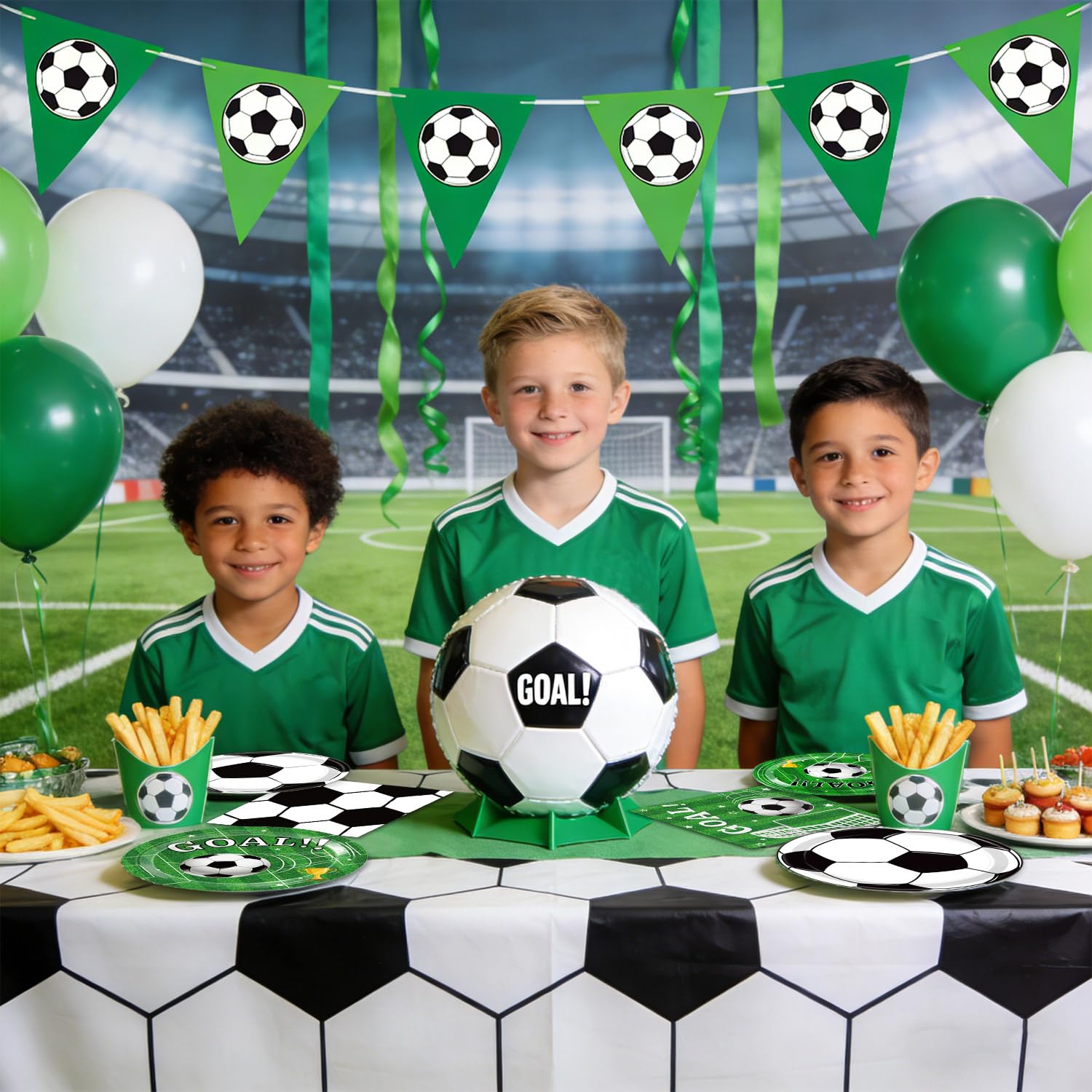 QIYANPAX 72 Pcs Soccer Plates and Napkins, Soccer Birthday Party Decorations Including Dinner Plates, Dessert Plates and Napkins for Sports Soccer Party Decorations, Serves 24