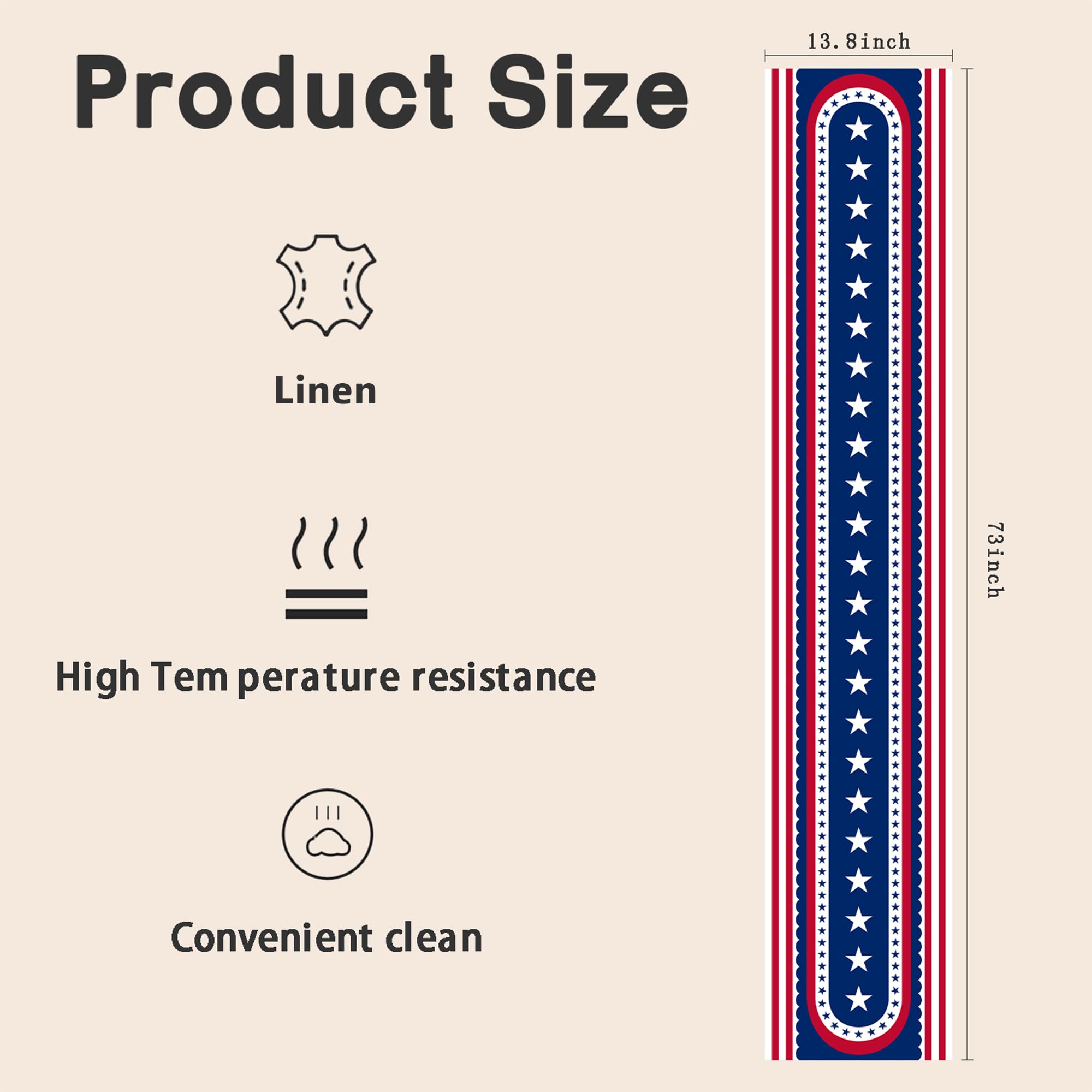OHOME 4th of July Decorations - Patriotic USA Stars Table Runner for Home | Memorial Day Decorations - Fourth of July Accessories Decor Party Supplies Indoor Outdoor