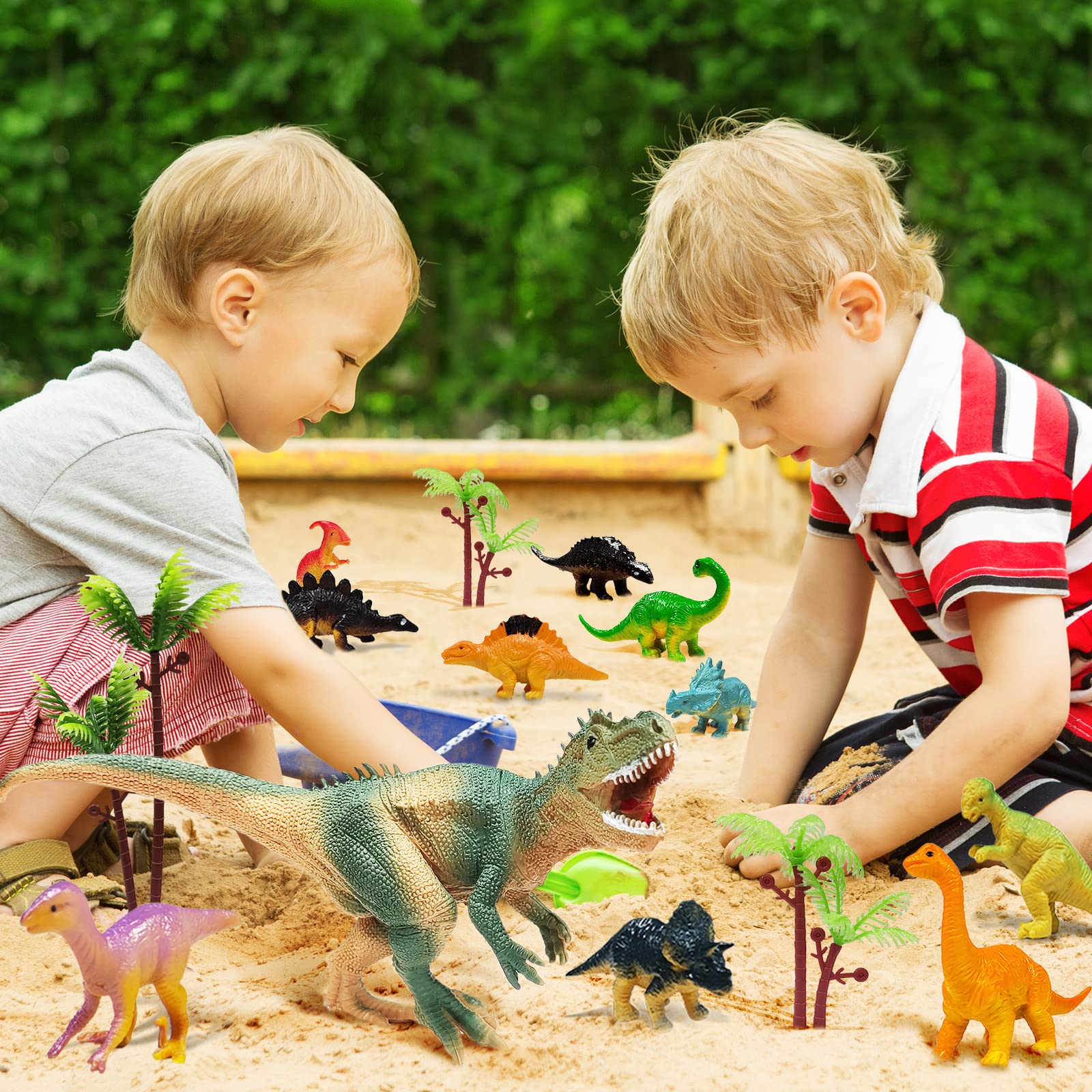 GLAHORSE 26 PCS Dinosaur Cake Toppers With Dinosaur Eggs Leaves Trees Cake Decorations For Birthday Party,dinosaur Themed party, Wild Animals Party,Kids Party Cake Decorations