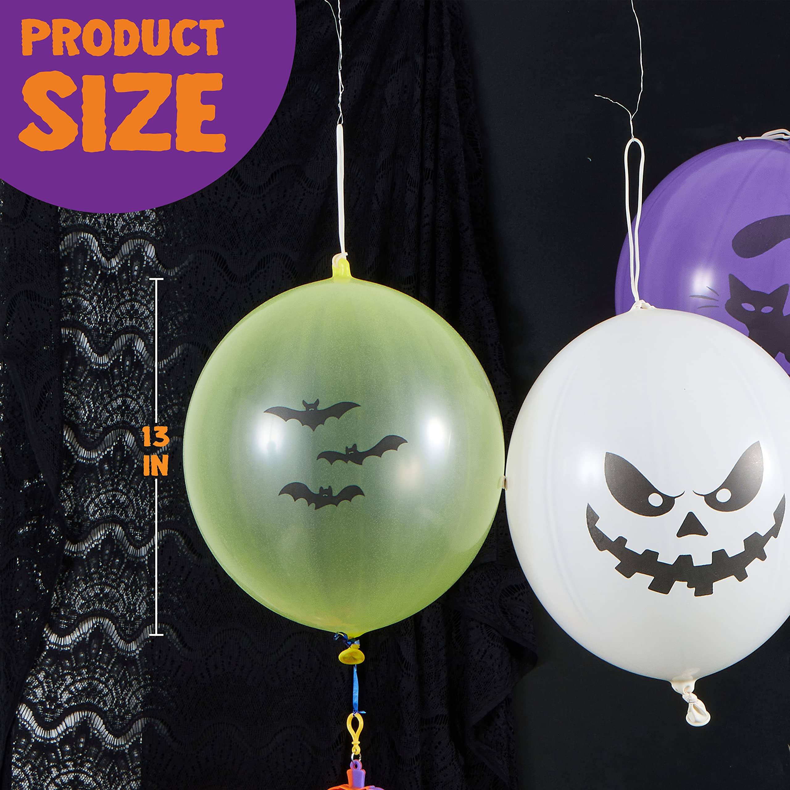 JOYIN 36 Pieces Halloween Punch Balloons for Halloween Punching Balloon Party Favor Supplies Decorations, Trick or Treat Toys,School Classroom Game