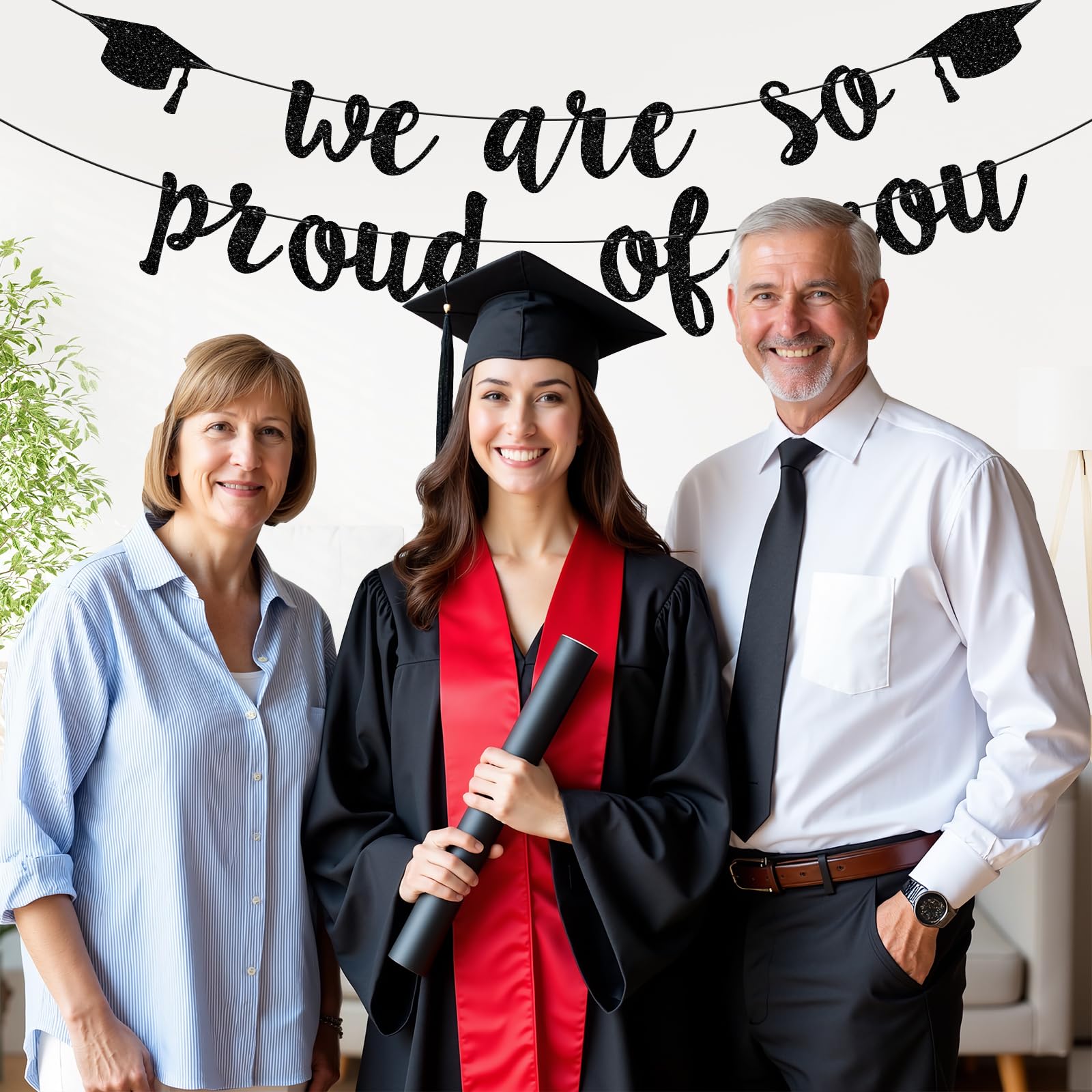 LXDNBGO Graduation Decorations 2026, Black Double-sided Glitter Graduation Banner, Congratulation Banner, Congrats Grad Sign Decor, Class of 2026 Decorations for High School College Grad Party
