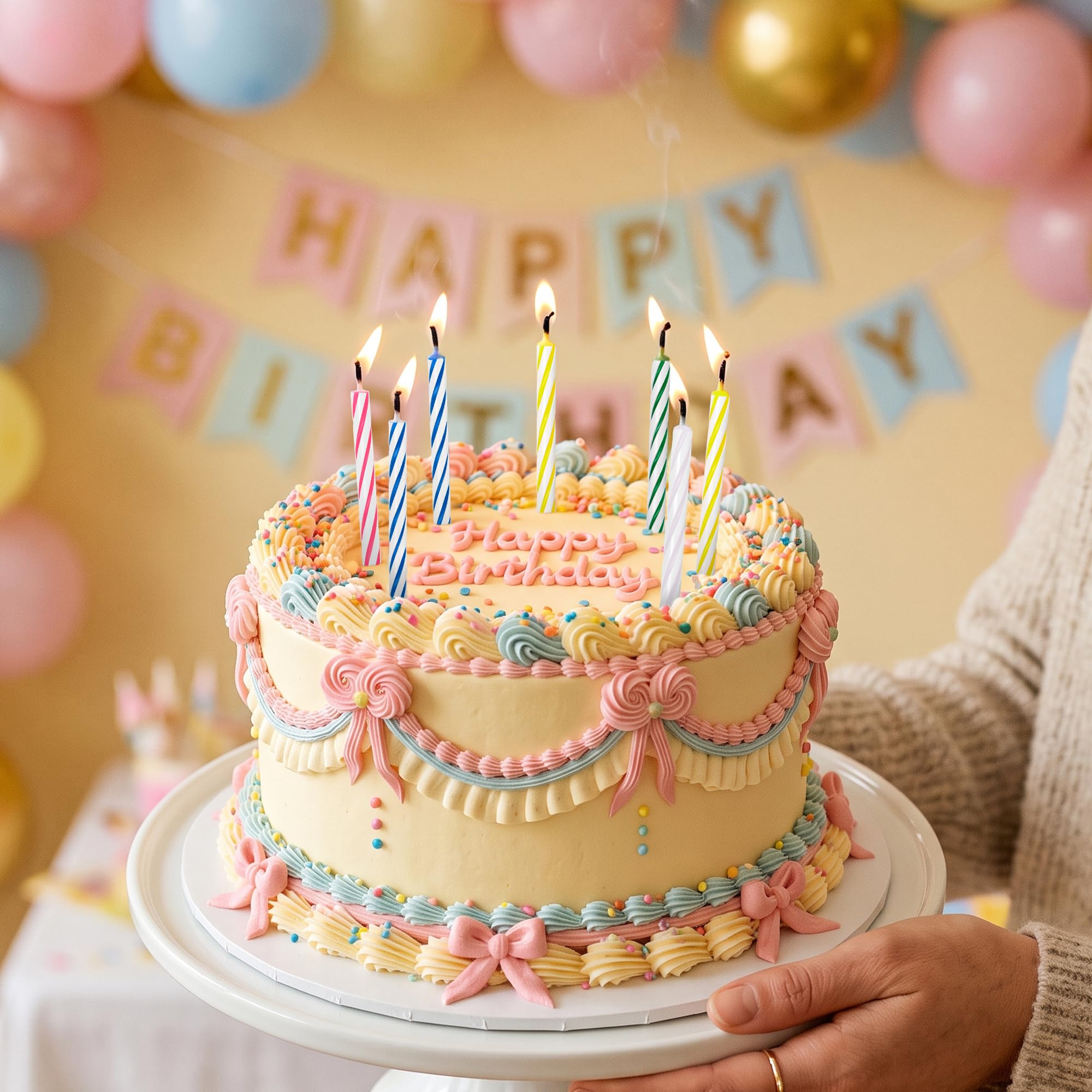 PHD CAKE 144-Count Multicolored Spiral Birthday Candle, Birthday Candles for Cake, Cupcake Candles, Party Celebration