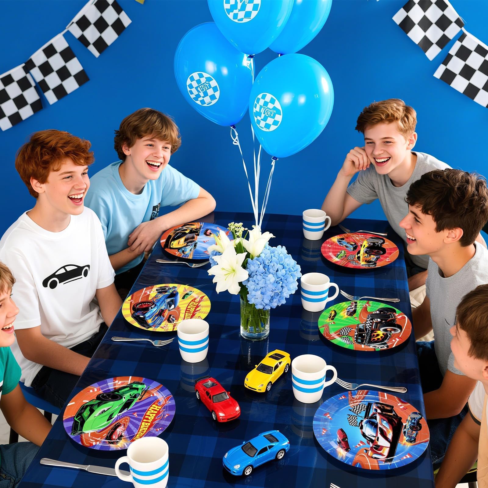 Grencian 60Pcs Hot Car Birthday Party Paper Plates 9" Heavy Duty Disposable Racing Car Dessert Platters Plates Hot Cars Decorations for Boys Kids Birthday Race Sports Game Themed Party Decoration