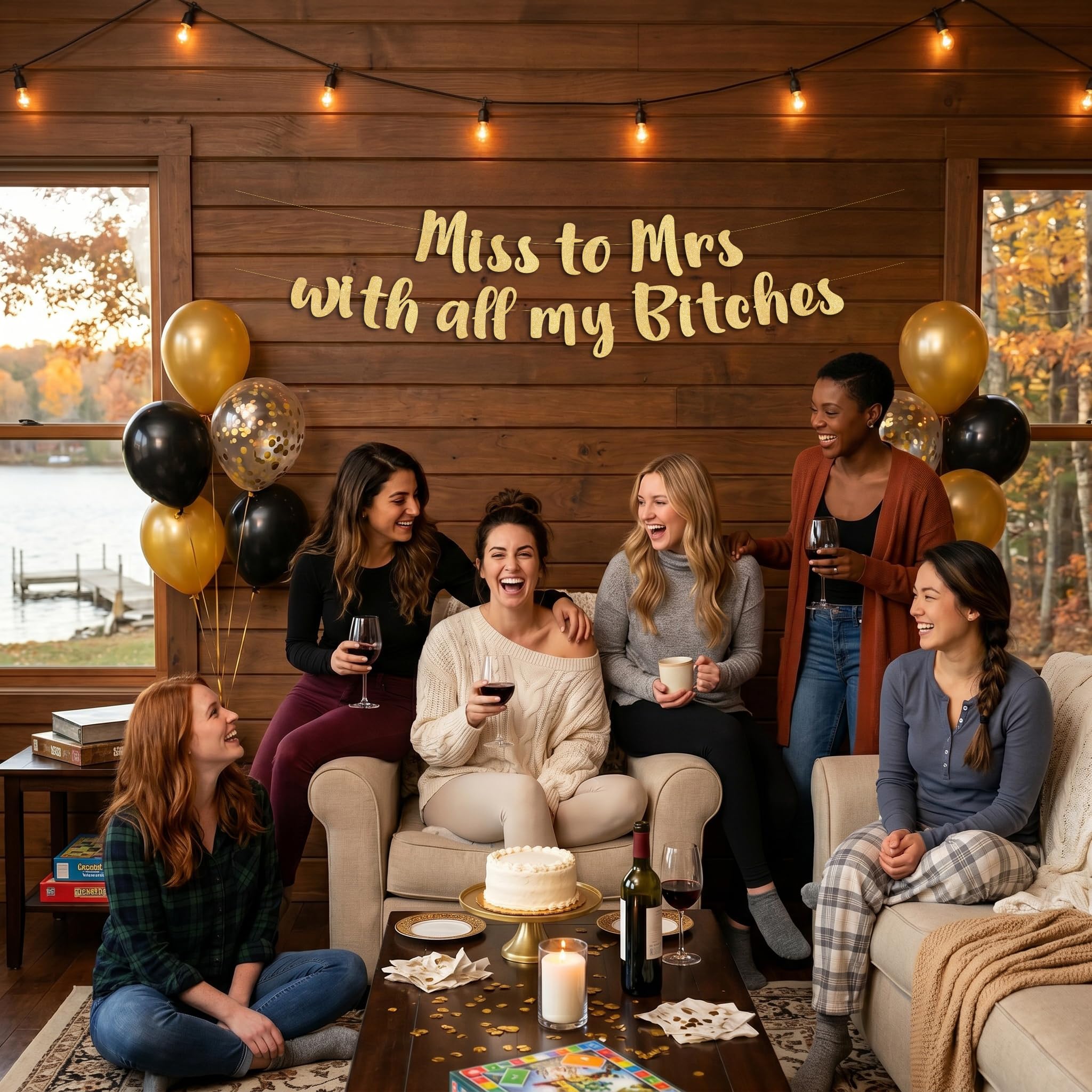 Pre-Strung Miss to Mrs Classy & Sassy Bachelorette Gold Glitter Banner - Funny Bachelorette Party Decorations for Her - Party Supplies, Favors and Gifts