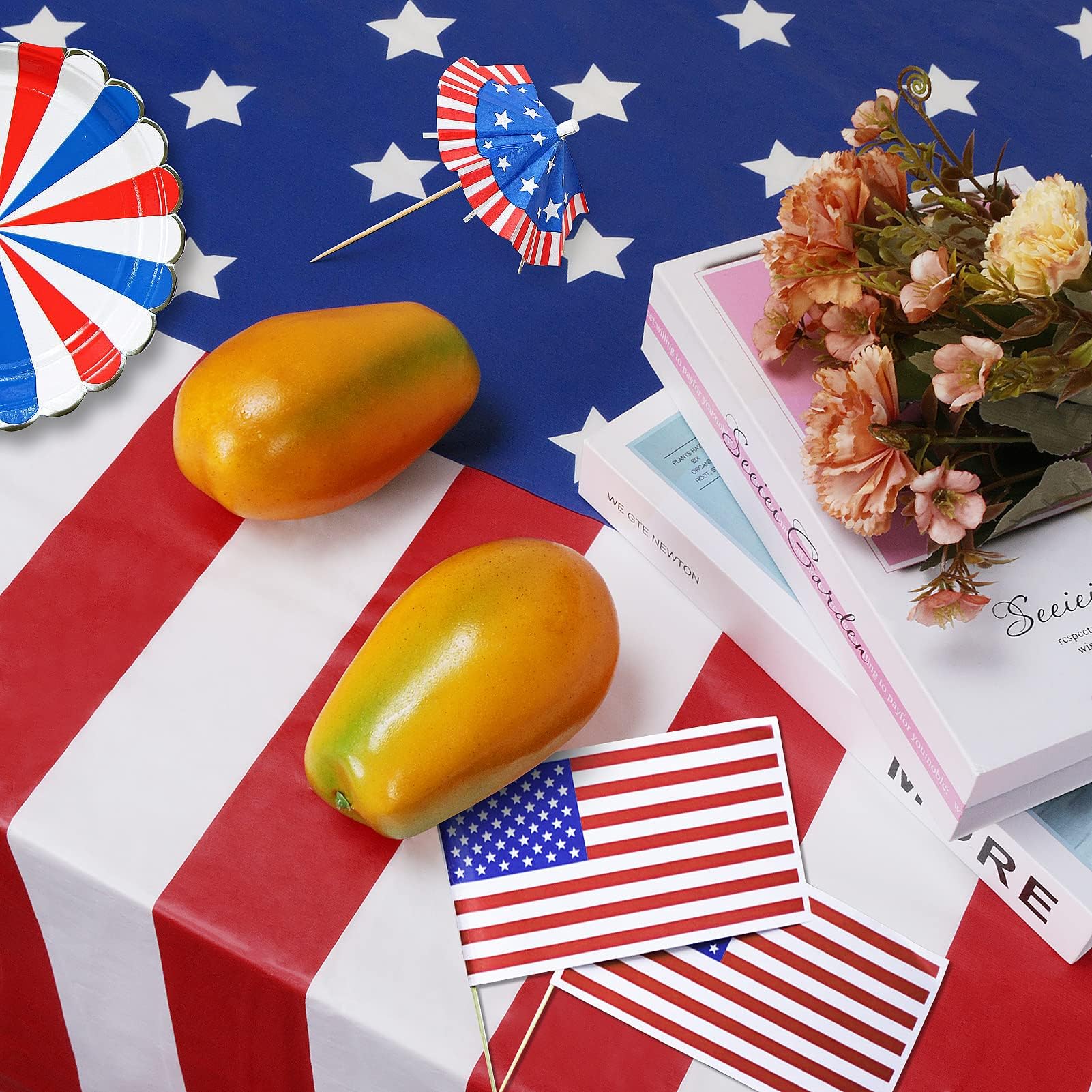 Childom 3 Pack Patriotic Tablecloth,Disposable Plastic Tablecloth 54"x108" Patriotic Decorations,Birthday Party Table Cloth,Patriotic Party Supplies,Red White and Blue Decorations for Veterans Day