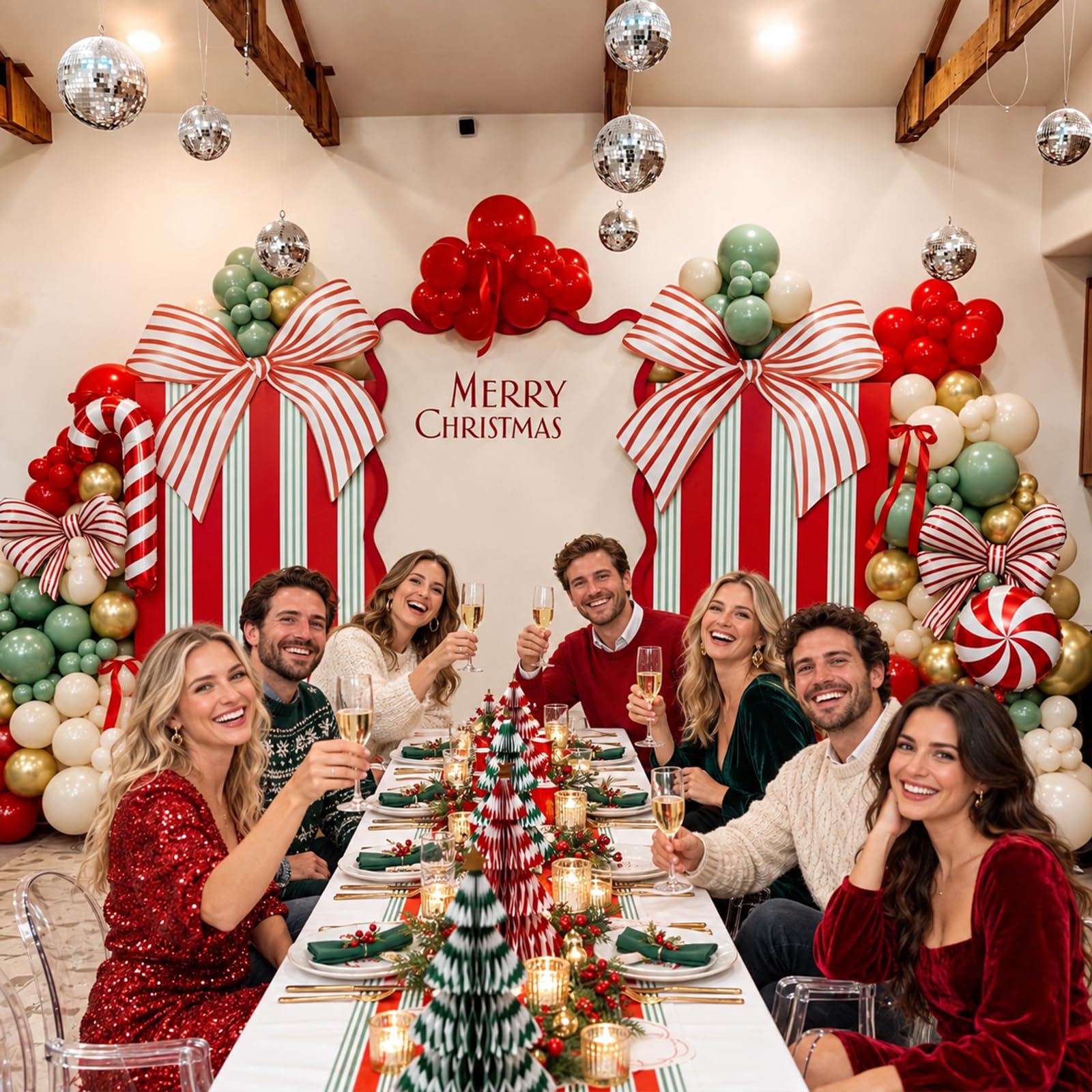 Froova Christmas Balloons, 12Inch Red Green Gold and Candy Cane Balloons
