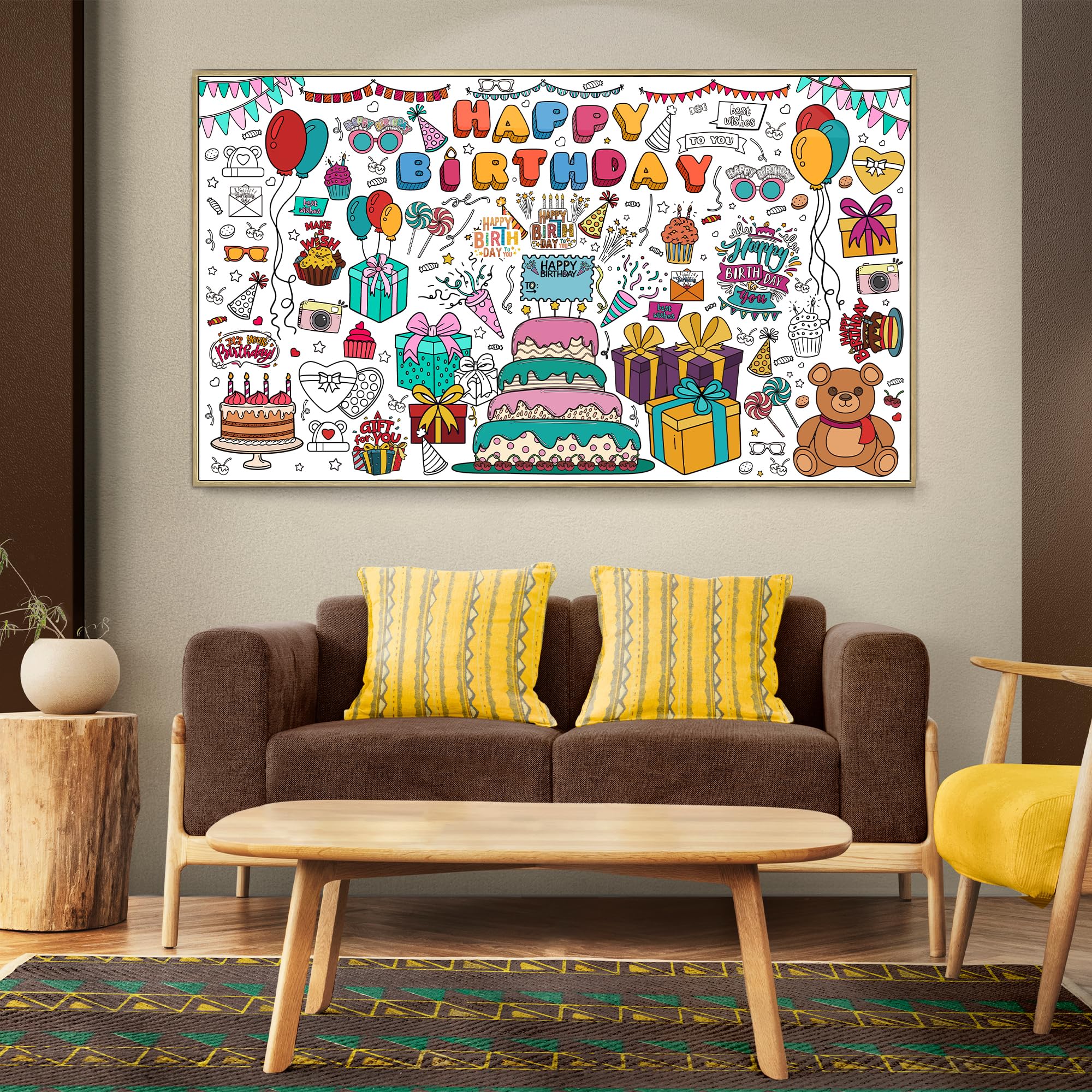 OHOME Mothers Day Giant Coloring Poster/Tablecloth - 30 x 72 Inches - Mothers Day Crafts for Kids Classroom - Happy Mothers Day Decorations from Daughter Son - Gifts from Kids