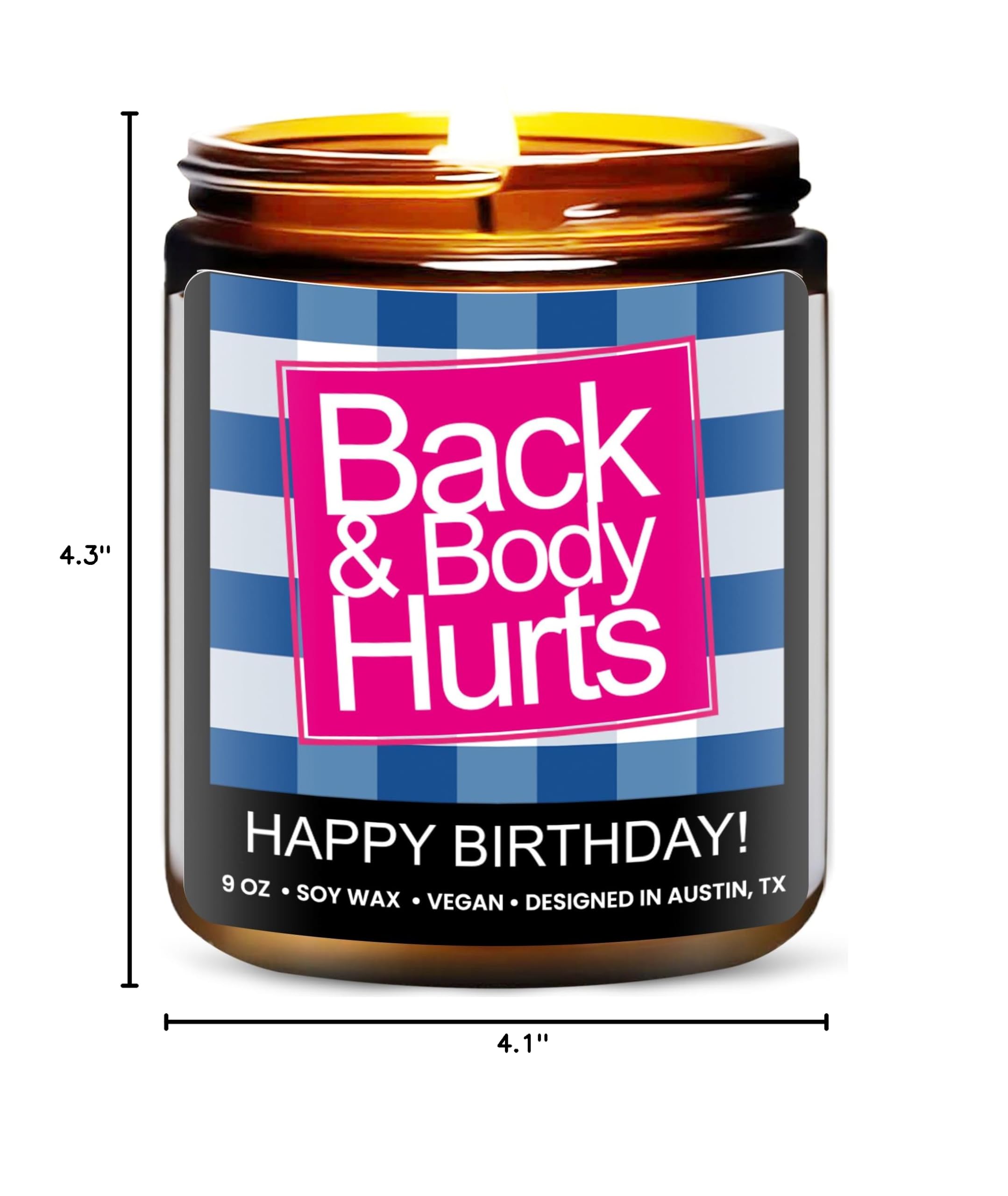 Funny Happy Birthday Candle, Unique Happy Birthday Gifts for Women and Men, Fun Gift Ideas for 30th, 40th, 50th and 60th Birthdays, Back and Body Hurts Candle, Long-Lasting Scent, Gift-Ready