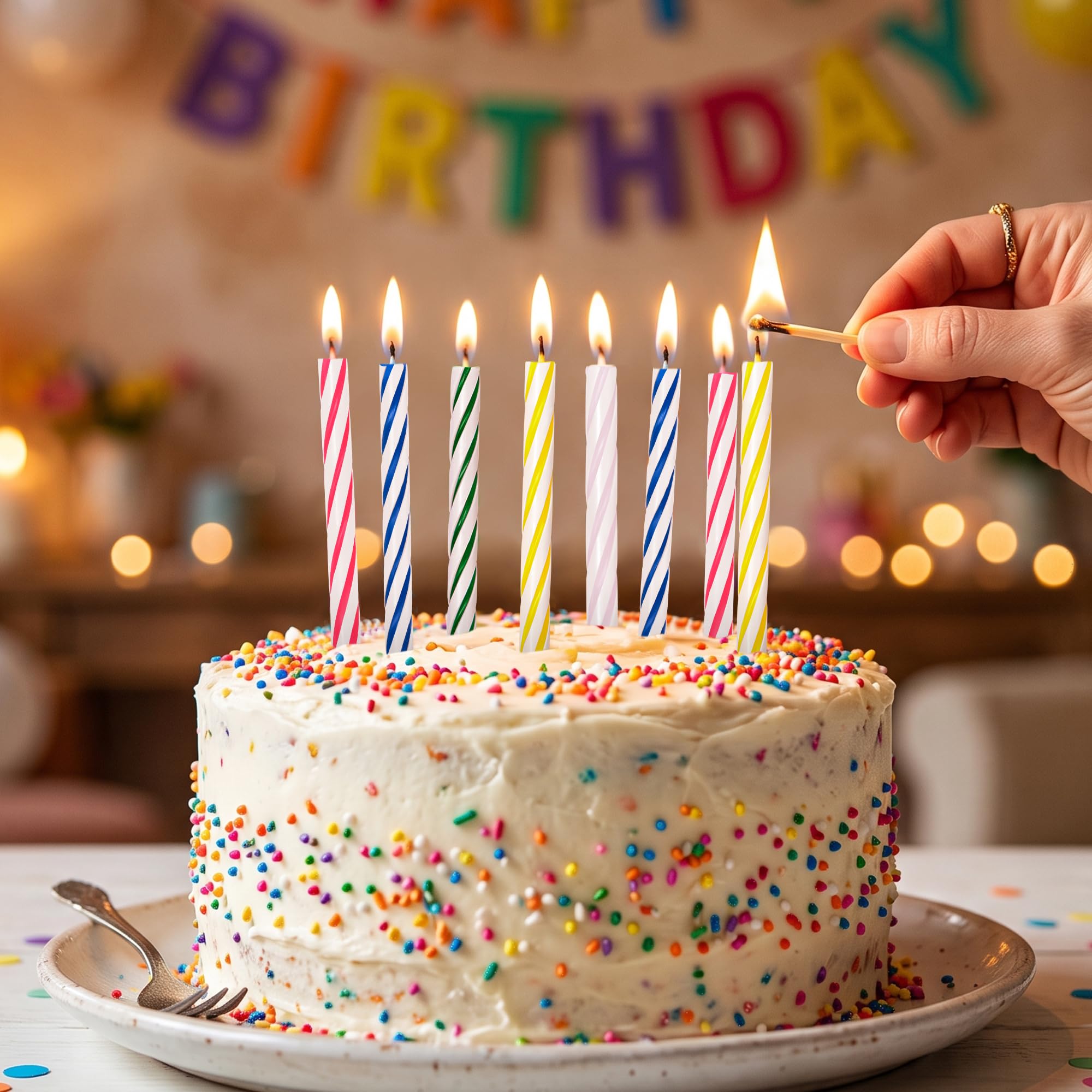 PHD CAKE 144-Count Multicolored Spiral Birthday Candle, Birthday Candles for Cake, Cupcake Candles, Party Celebration