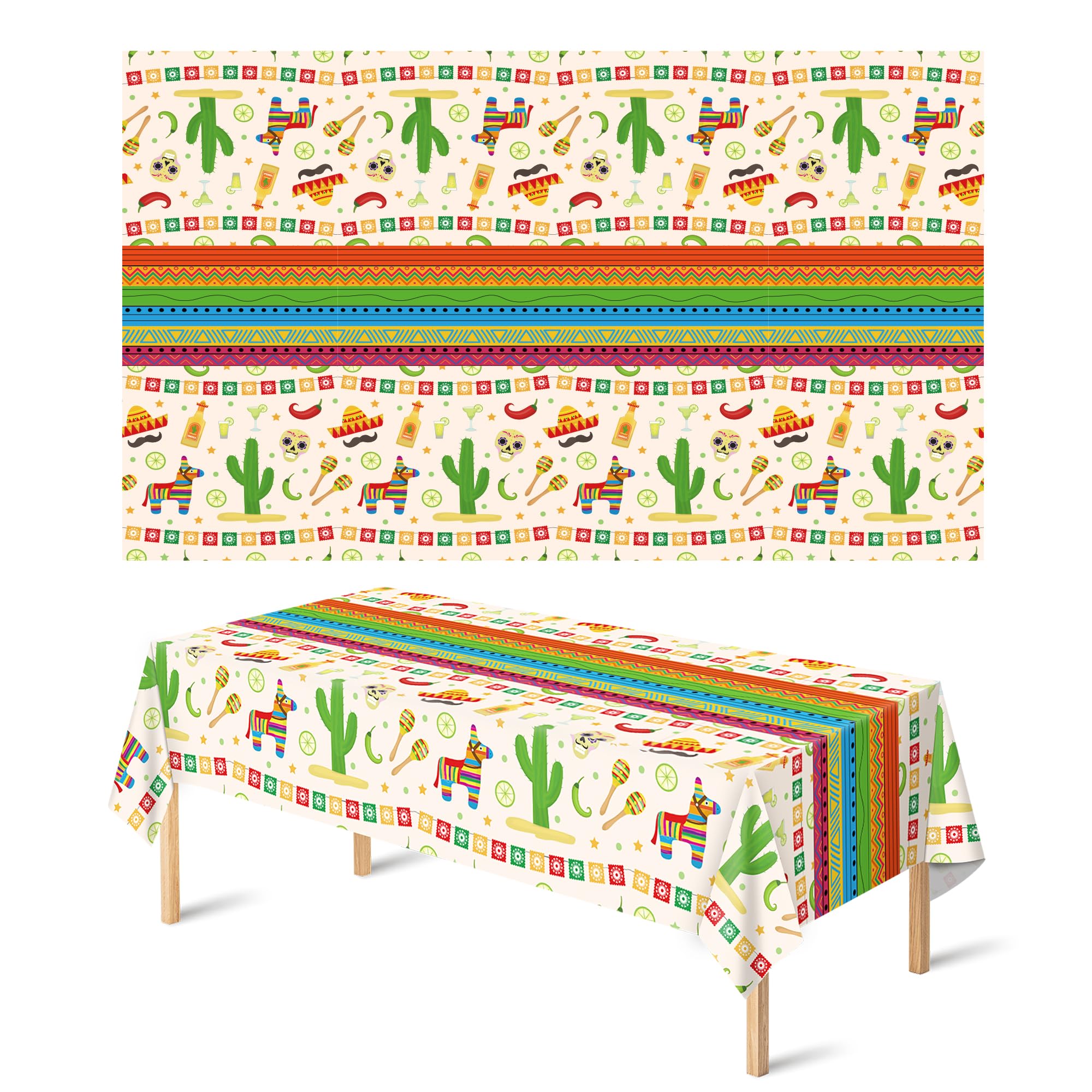Cinco De Mayo Decorations - Fiesta Mexican Party Tablecloth | Cinco De Mayo Table Decorations for Taco Party - Mexican Theme Birthday Fiesta Party Favors Accessories for Home Dining Kitchen,2 Pack