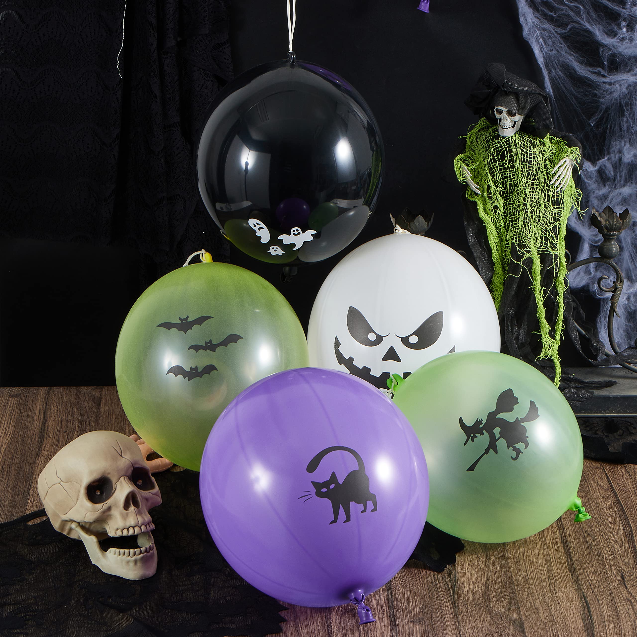 JOYIN 36 Pieces Halloween Punch Balloons for Halloween Punching Balloon Party Favor Supplies Decorations, Trick or Treat Toys,School Classroom Game